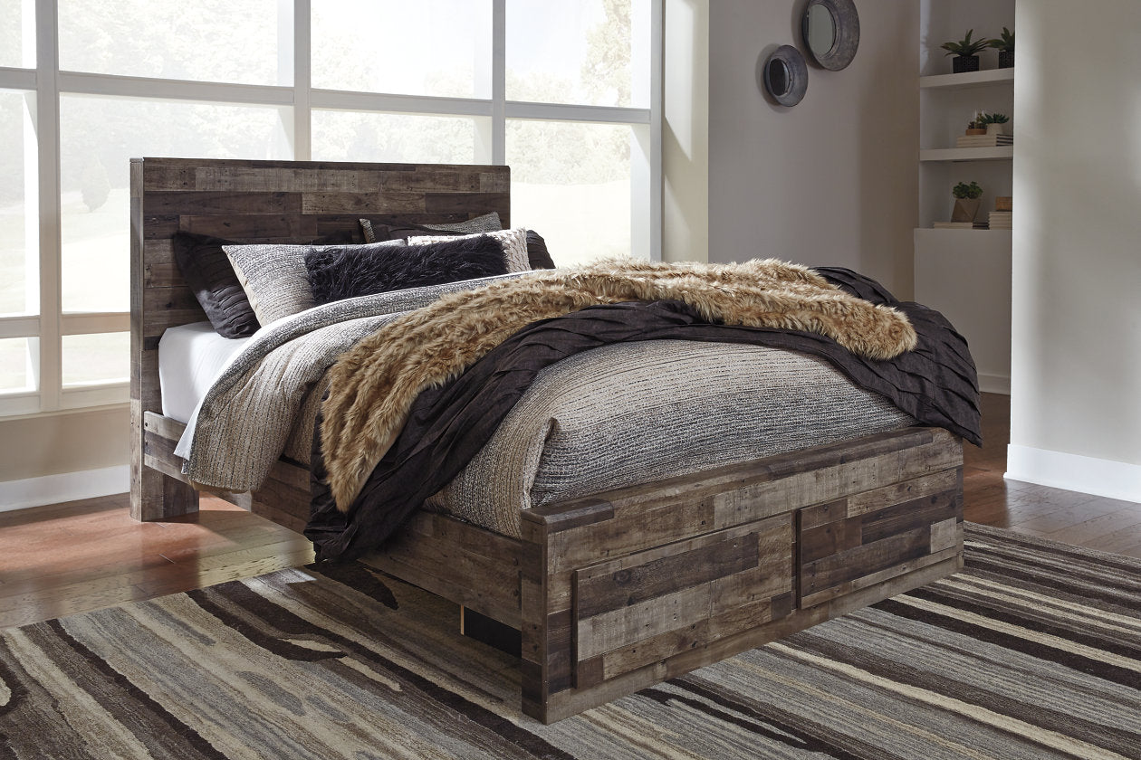 Derekson Multi Gray Queen Panel Bed with 2 Storage Drawers - SET | B100-13 | B200-57 | B200-54S | B200-95 - Luna Furniture - Dallas Store