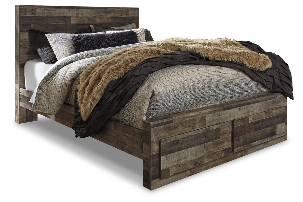 Derekson Multi Gray Queen Panel Bed with 2 Storage Drawers - SET | B100-13 | B200-57 | B200-54S | B200-95 - Luna Furniture - Dallas Store