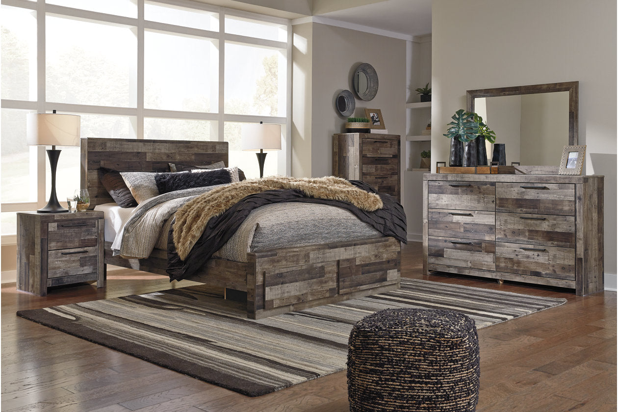 Derekson Multi Gray Queen Panel Bed with 2 Storage Drawers - SET | B100-13 | B200-57 | B200-54S | B200-95 - Luna Furniture - Dallas Store