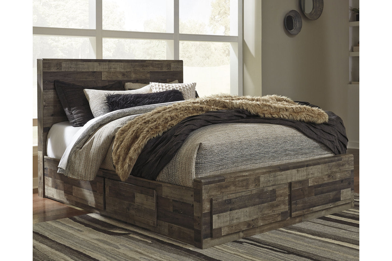 Derekson Multi Gray Queen Panel Bed with 4 Storage Drawers - SET | B100-13 | B200-57 | B200-54S | B200-60 | B200-95 - Luna Furniture - Dallas Store