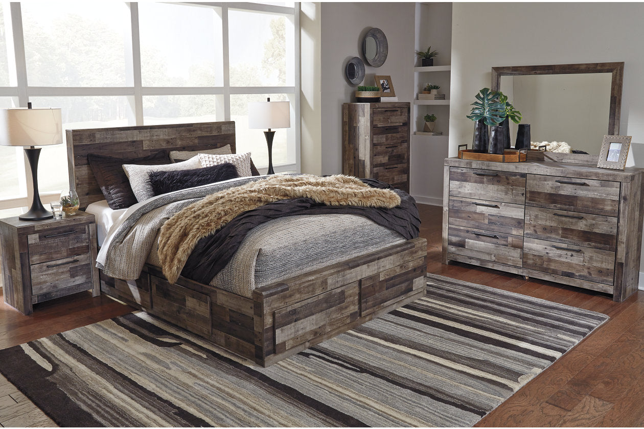 Derekson Multi Gray Queen Panel Bed with 4 Storage Drawers - SET | B100-13 | B200-57 | B200-54S | B200-60 | B200-95 - Luna Furniture - Dallas Store
