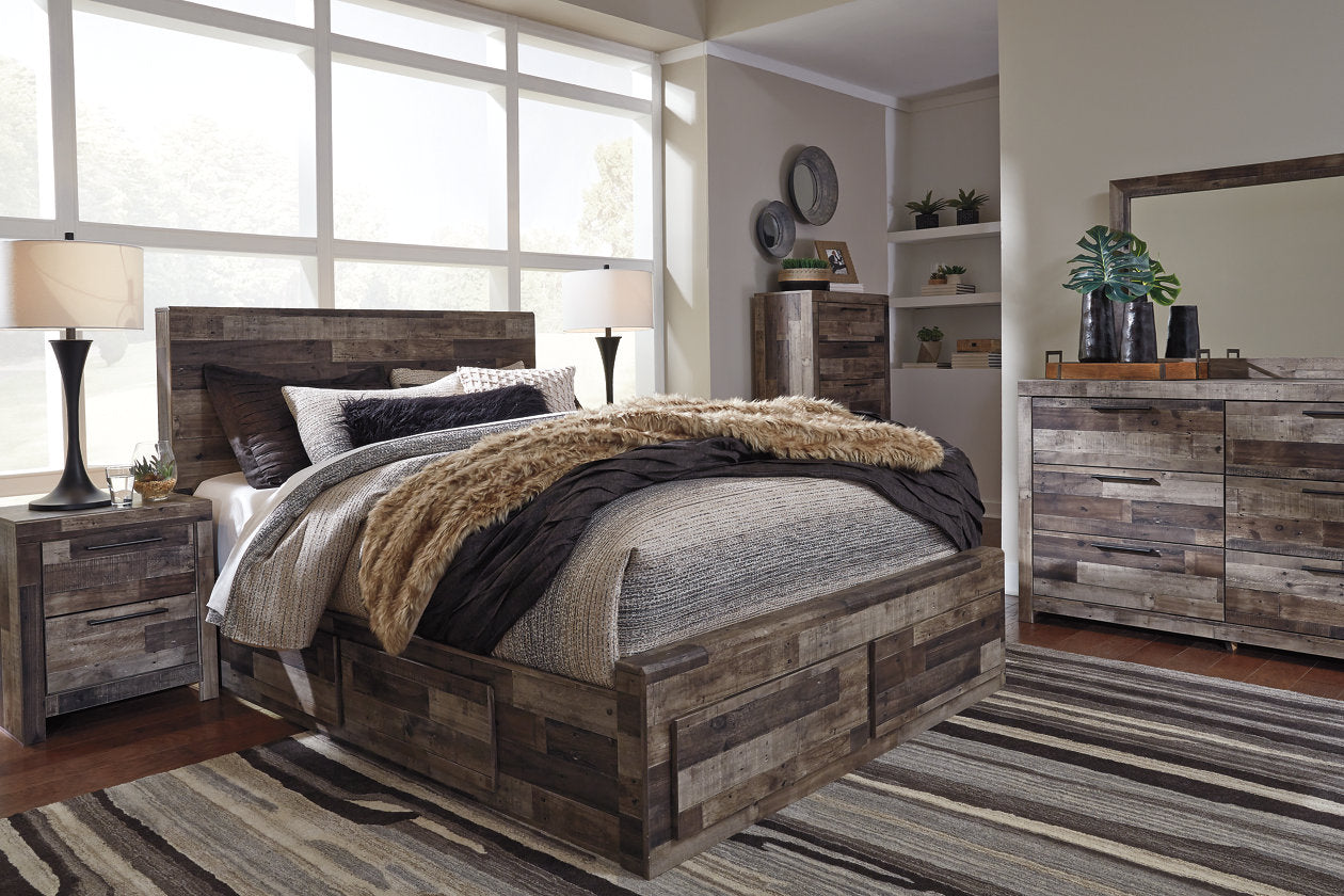 Derekson Multi Gray Queen Panel Bed with 4 Storage Drawers - SET | B100-13 | B200-57 | B200-54S | B200-60 | B200-95 - Luna Furniture - Dallas Store
