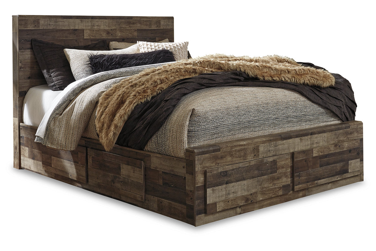 Derekson Multi Gray Queen Panel Bed with 6 Storage Drawers - SET | B100-13 | B200-57 | B200-54S | B200-60(2) - Luna Furniture - Dallas Store