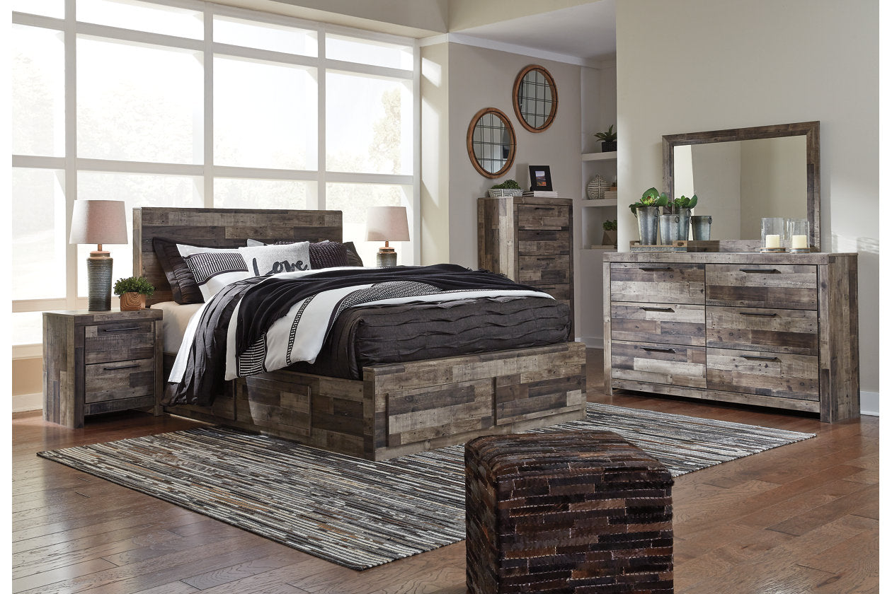 Derekson Multi Gray Queen Panel Bed with 6 Storage Drawers - SET | B100-13 | B200-57 | B200-54S | B200-60(2) - Luna Furniture - Dallas Store