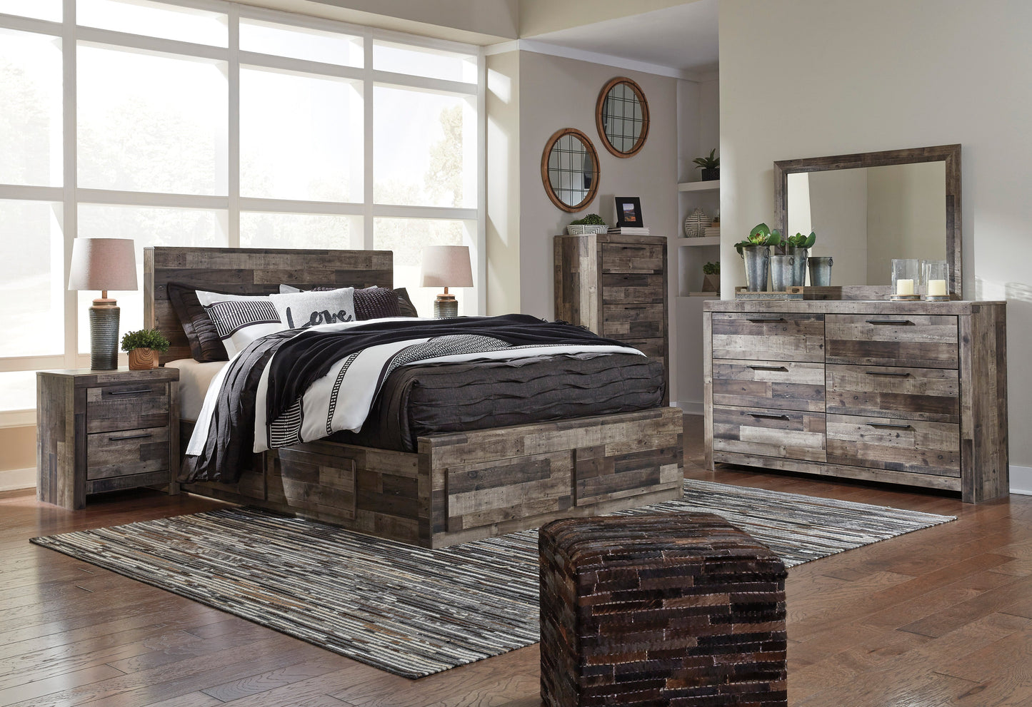 Derekson Multi Gray Side/Footboard Storage Platform Bedroom Set - SET | B200-54S | B200-57 | B200-95 | B200-60 | B200-92 | B200-46 | B100-13 - Luna Furniture - Dallas Store
