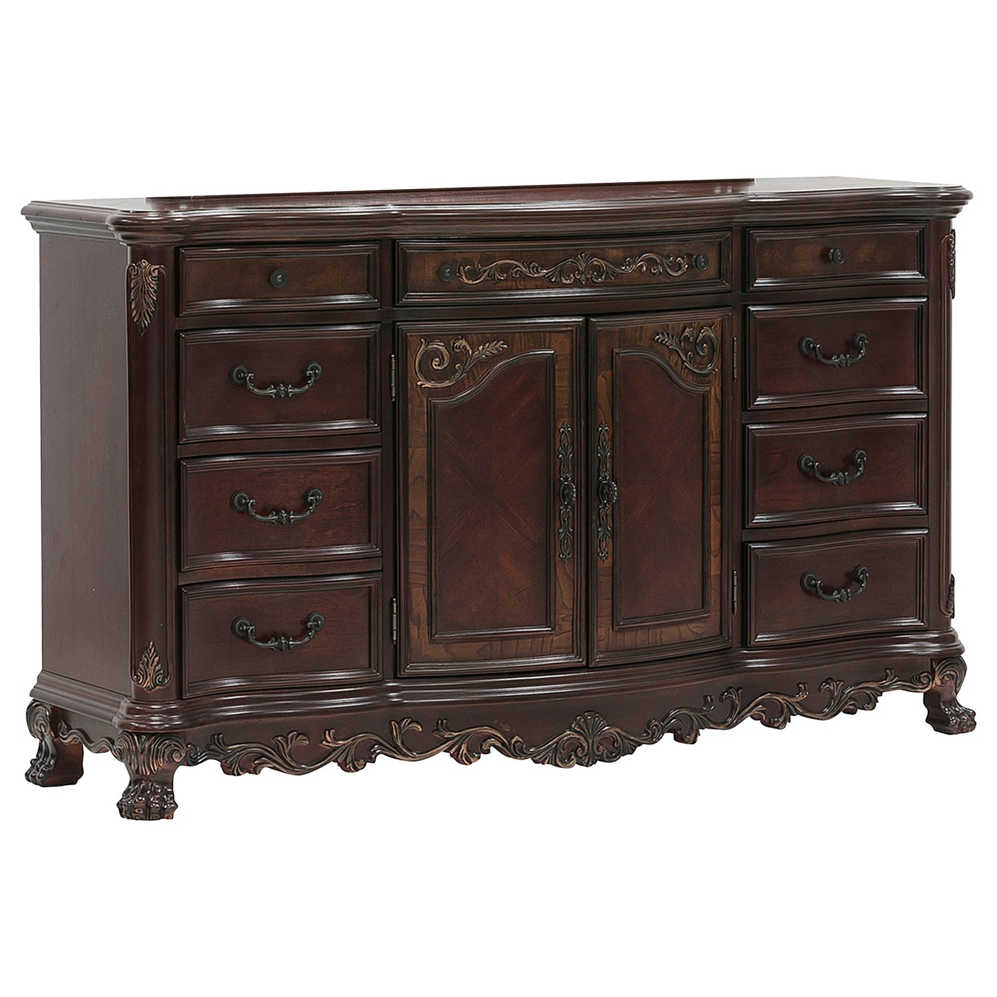 Deryn Park Cherry Sleigh Bedroom Set - SET | 2243SLK-1 | 2243SLK-2 | 2243SLK-3EK | 2243-5 | 2243-6 | 2243-4 | 2243-9 - Luna Furniture - Dallas Store