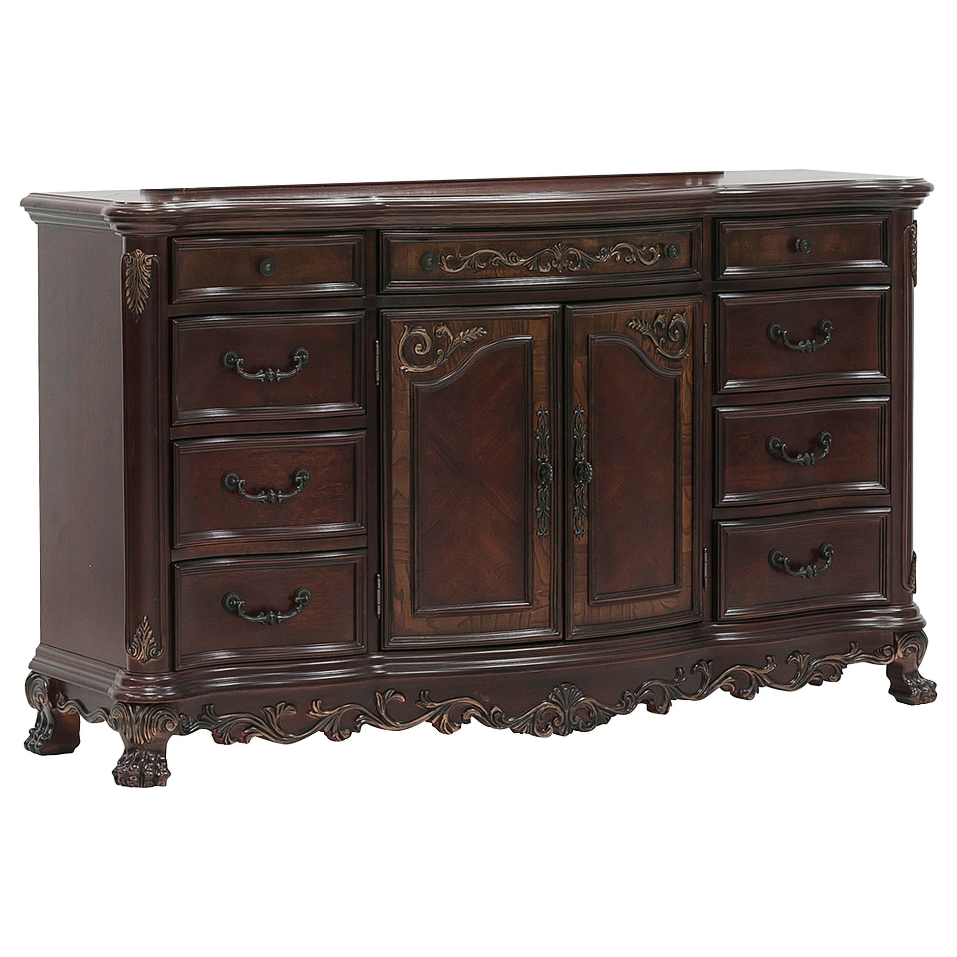 Deryn Park Cherry Sleigh Bedroom Set - SET | 2243SLK-1 | 2243SLK-2 | 2243SLK-3EK | 2243-5 | 2243-6 | 2243-4 | 2243-9 - Luna Furniture - Dallas Store