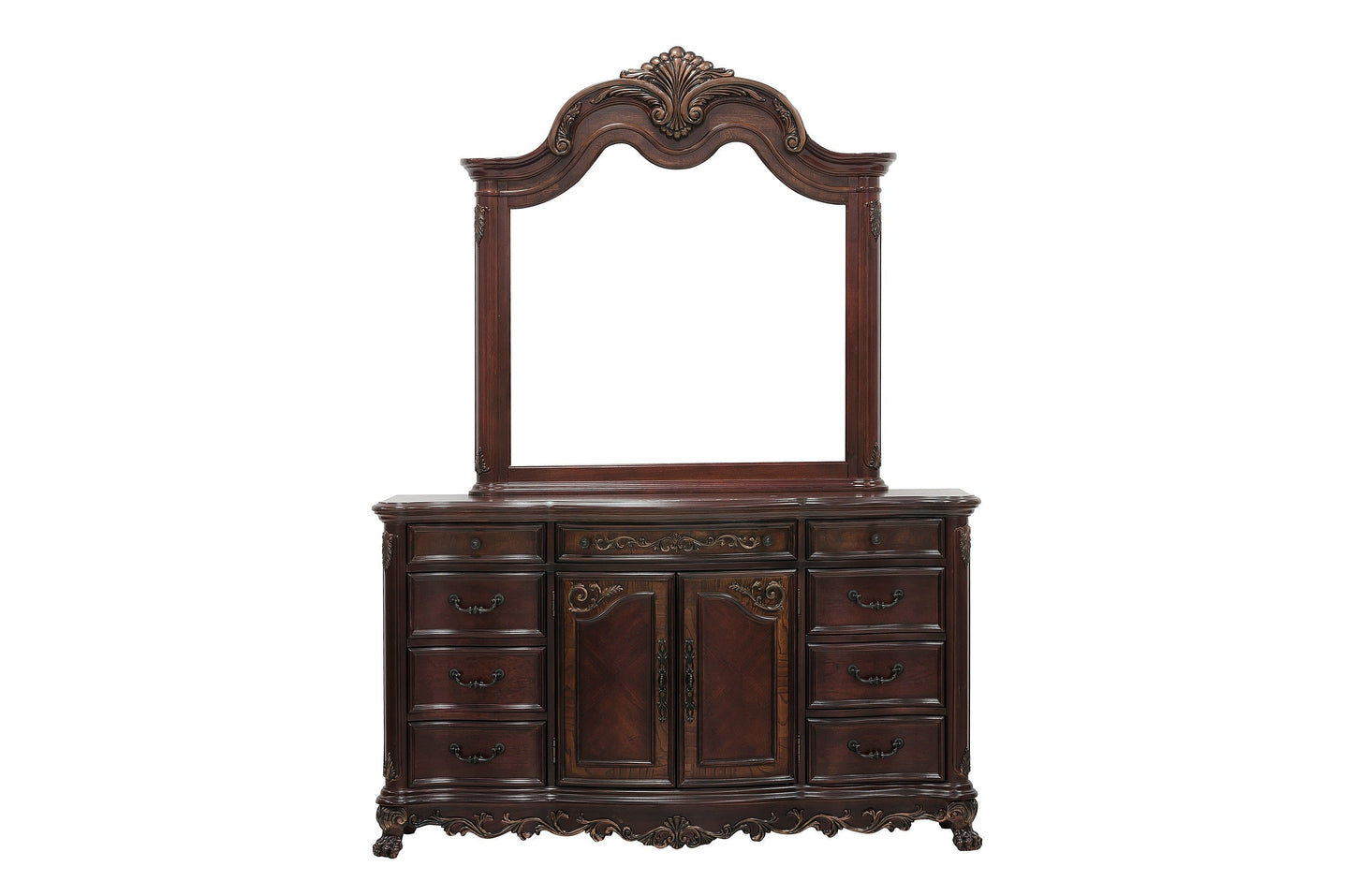 Deryn Park Cherry Sleigh Bedroom Set - SET | 2243SLK-1 | 2243SLK-2 | 2243SLK-3EK | 2243-5 | 2243-6 | 2243-4 | 2243-9 - Luna Furniture - Dallas Store