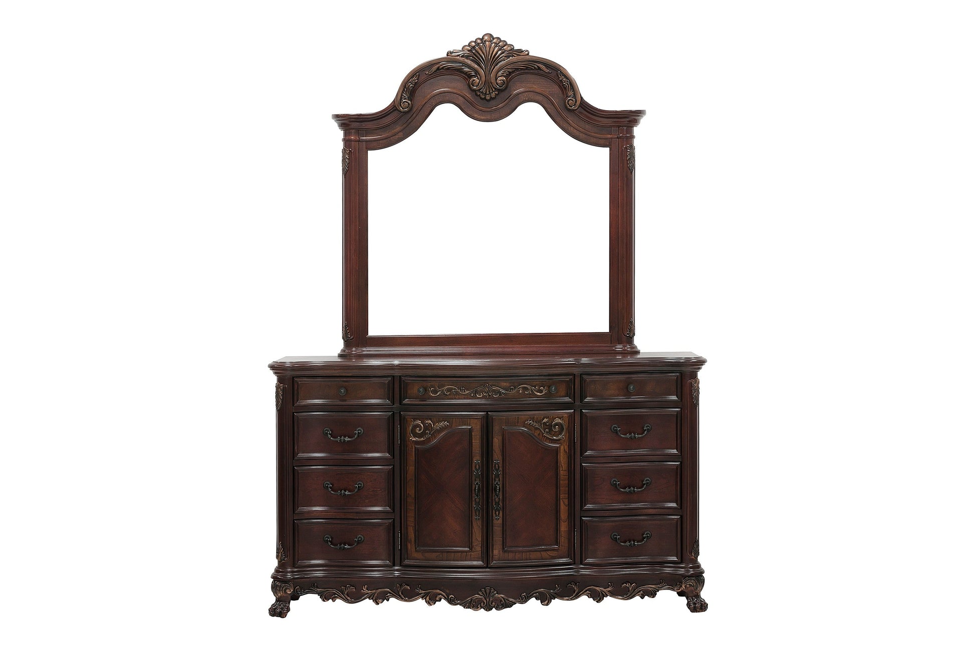 Deryn Park Cherry Sleigh Bedroom Set - SET | 2243SLK-1 | 2243SLK-2 | 2243SLK-3EK | 2243-5 | 2243-6 | 2243-4 | 2243-9 - Luna Furniture - Dallas Store