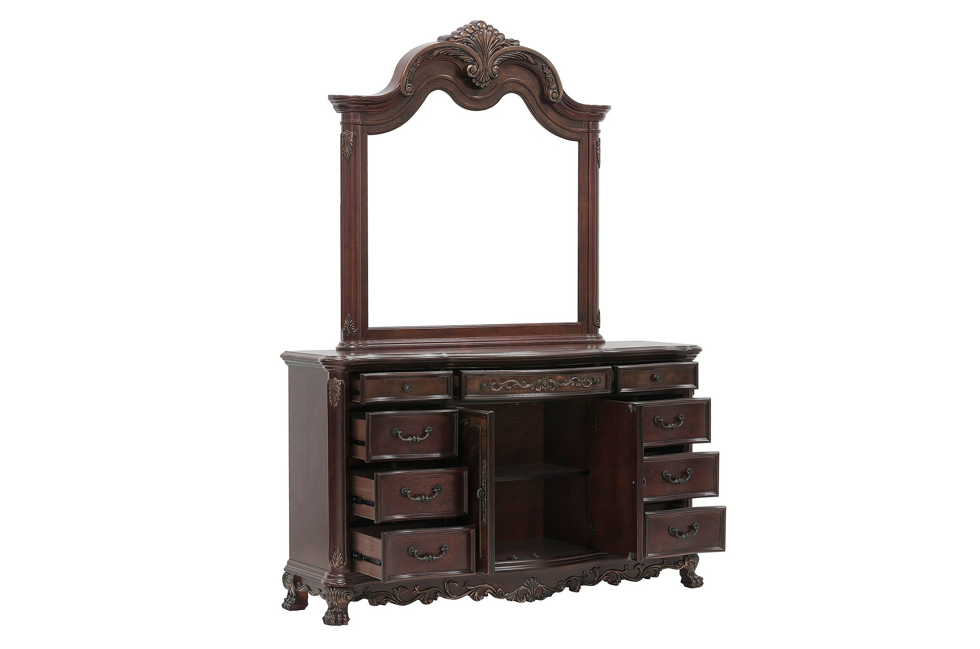 Deryn Park Cherry Sleigh Bedroom Set - SET | 2243SLK-1 | 2243SLK-2 | 2243SLK-3EK | 2243-5 | 2243-6 | 2243-4 | 2243-9 - Luna Furniture - Dallas Store