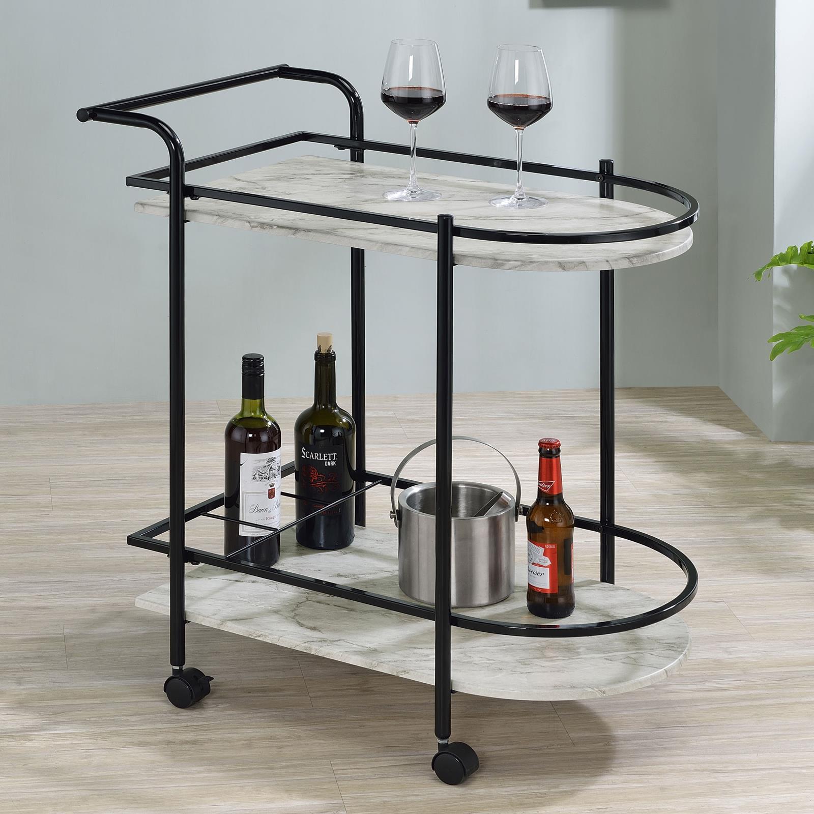 Desiree Black Rack Bar Cart with Casters - 181376 - Luna Furniture - Dallas Store