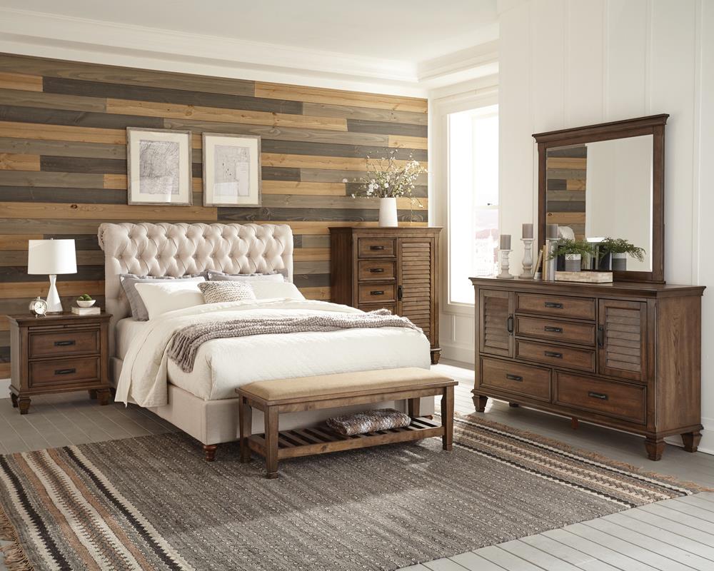 Devon Button Tufted Upholstered California King Bed Beige - 300525KW - Luna Furniture - Dallas Store