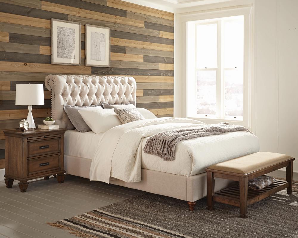 Devon Button Tufted Upholstered Eastern King Bed Beige - 300525KE - Luna Furniture - Dallas Store