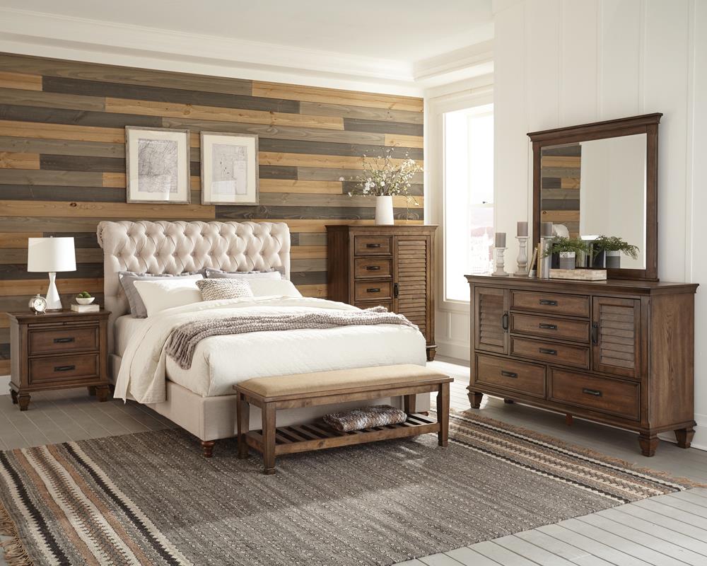 Devon Button Tufted Upholstered Eastern King Bed Beige - 300525KE - Luna Furniture - Dallas Store
