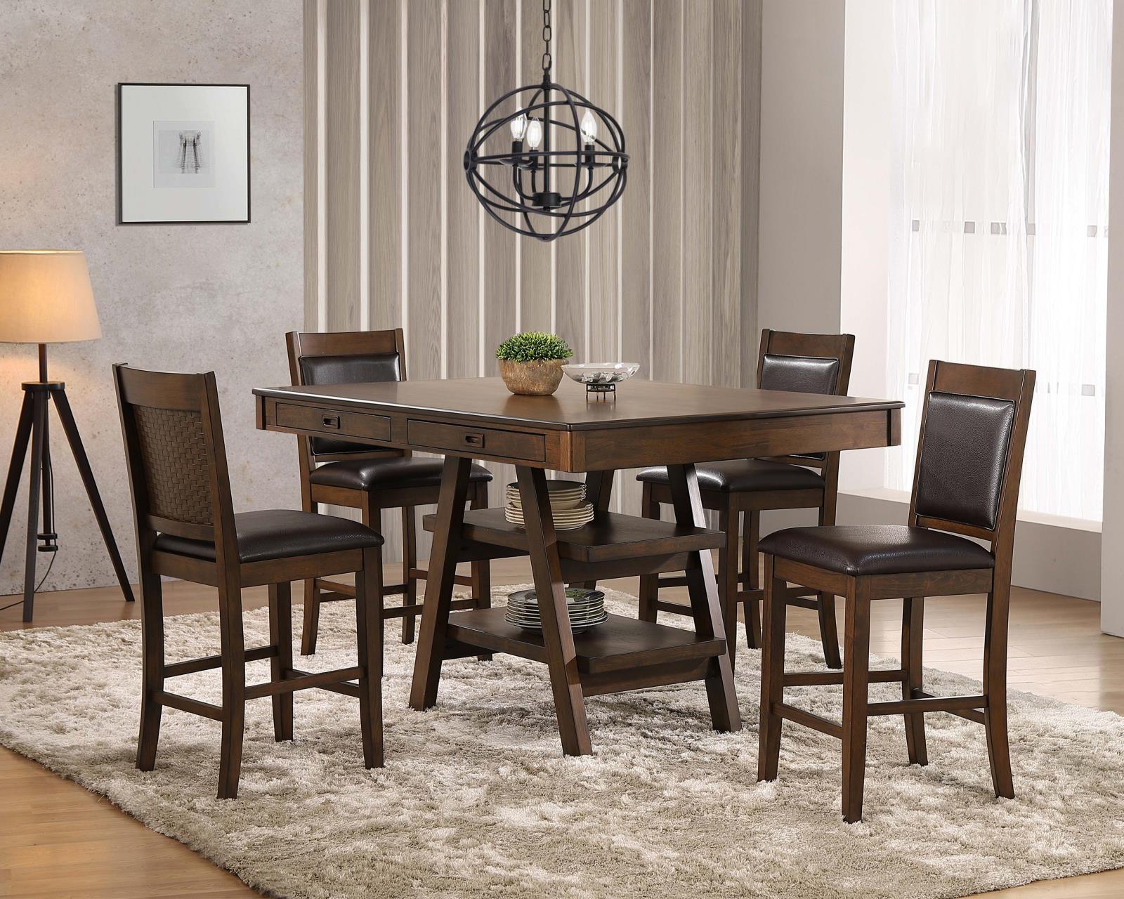 Dewey Brown/Walnut Upholstered Counter Height Chairs with Footrest, Set of 2 - 115209 - Luna Furniture - Dallas Store