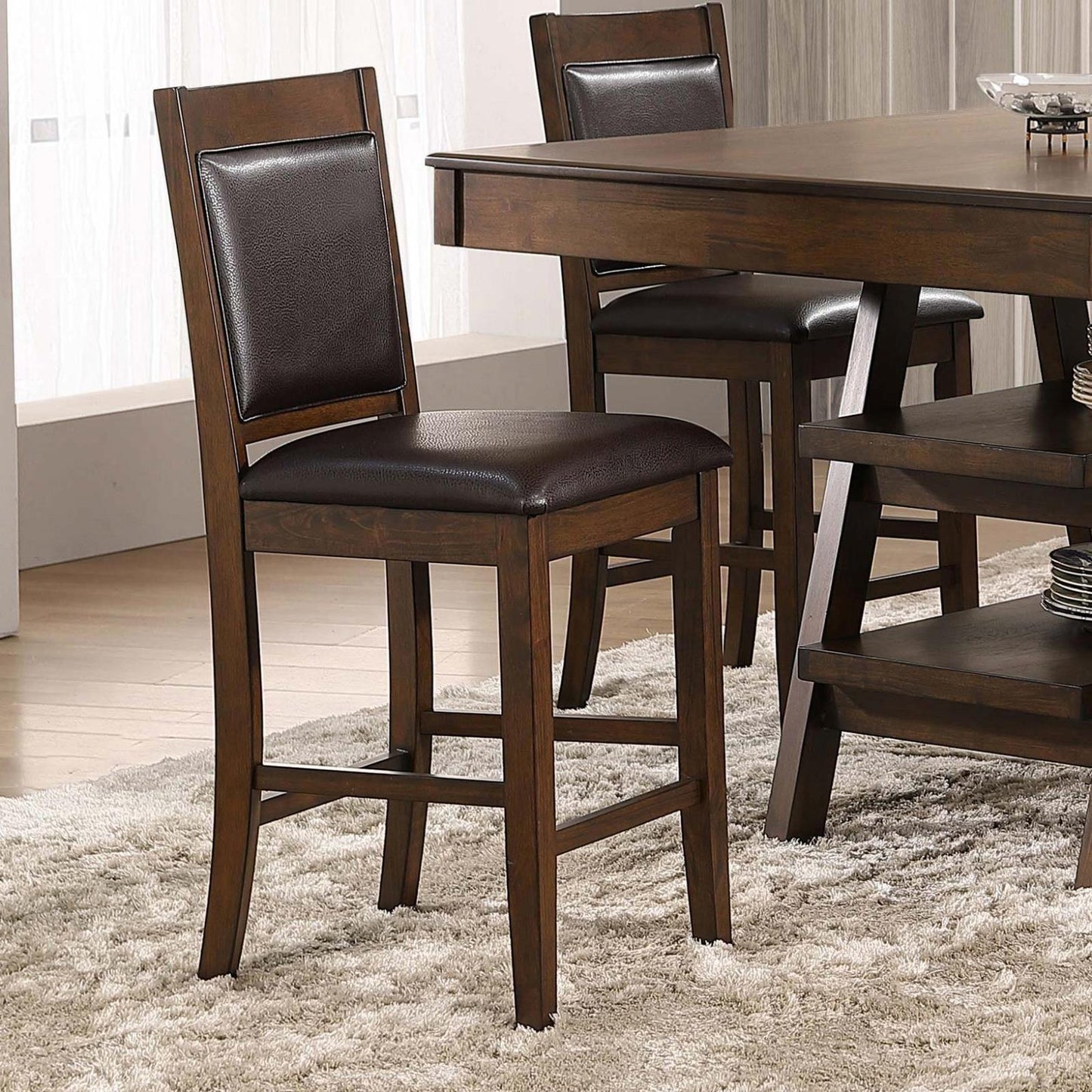 Dewey Brown/Walnut Upholstered Counter Height Chairs with Footrest, Set of 2 - 115209 - Luna Furniture - Dallas Store