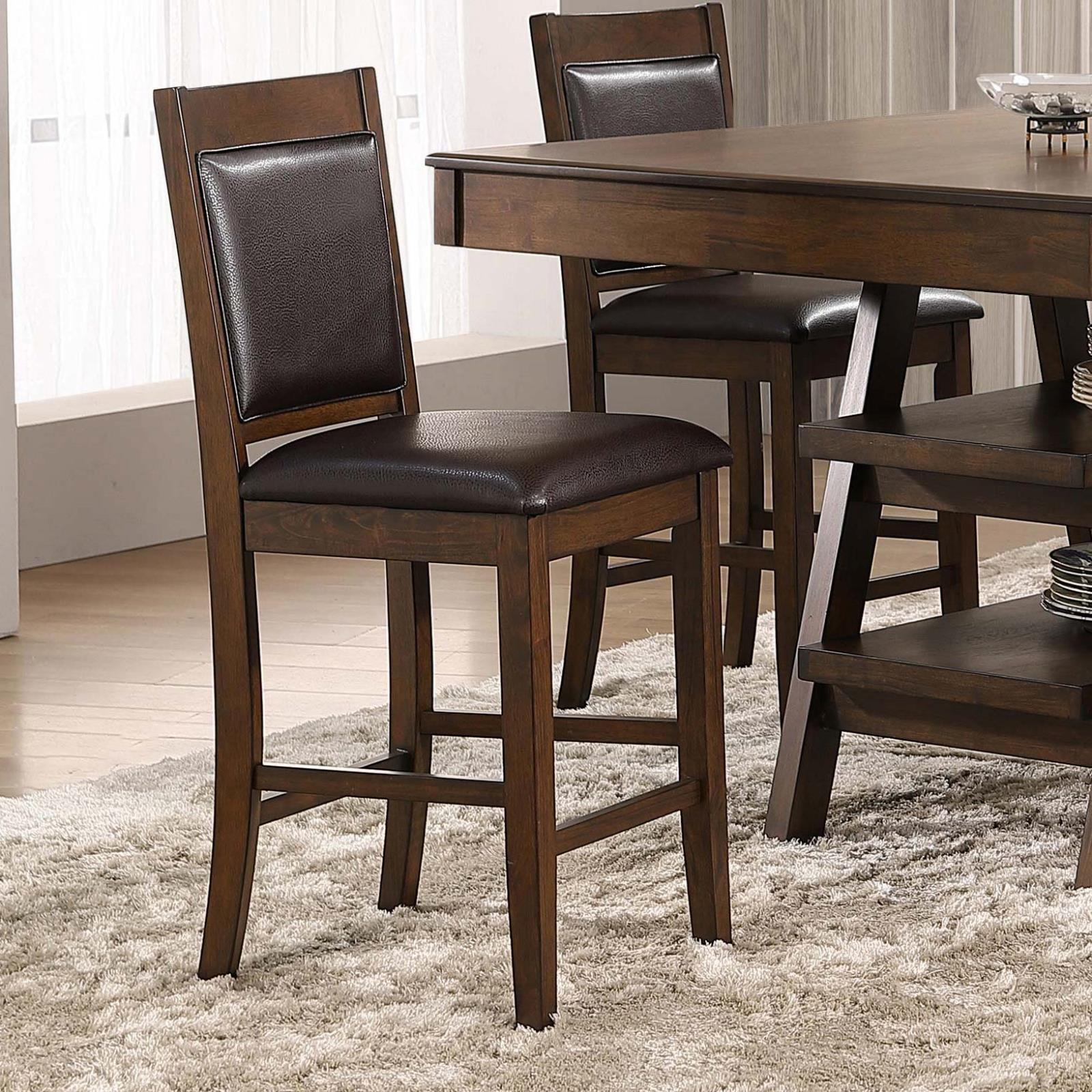 Dewey Brown/Walnut Upholstered Counter Height Chairs with Footrest, Set of 2 - 115209 - Luna Furniture - Dallas Store