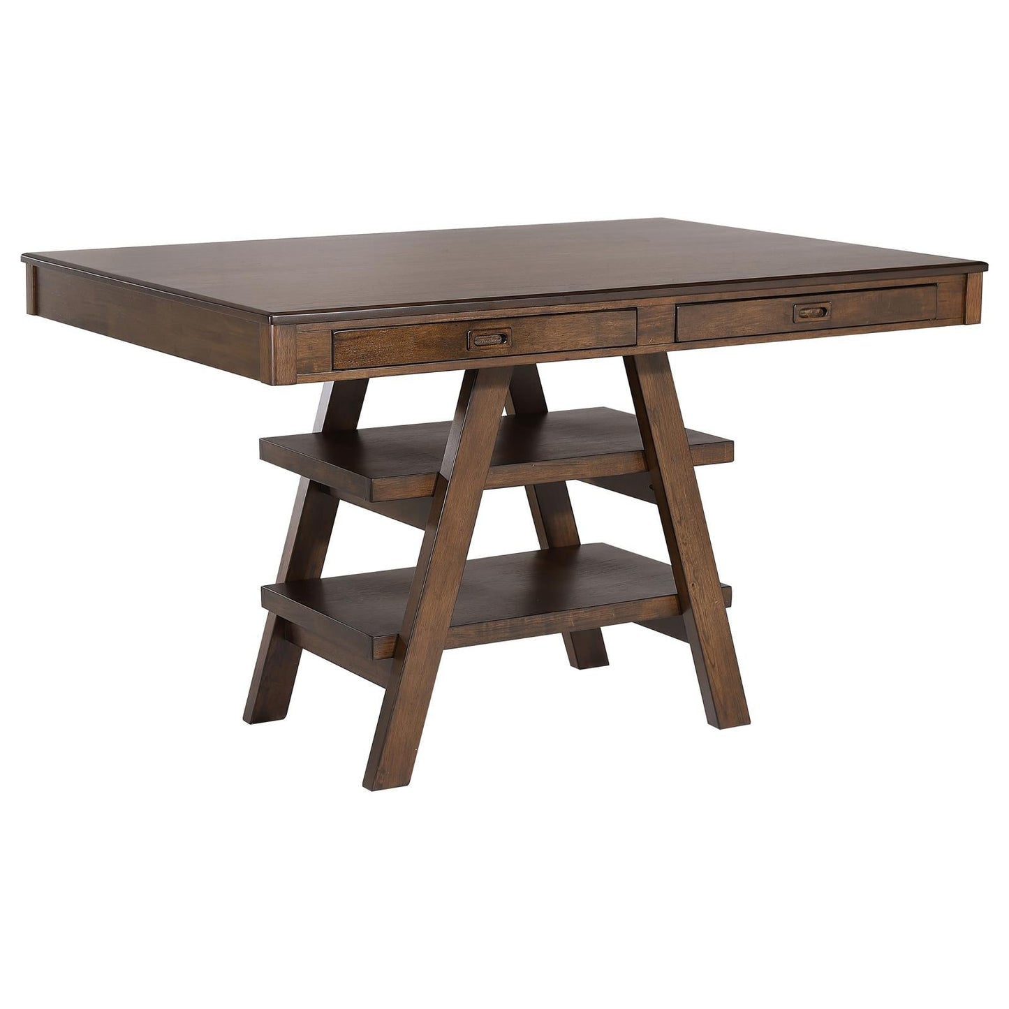 Dewey Walnut 2-Drawer Counter Height Table with Open Shelves - 115208 - Luna Furniture - Dallas Store