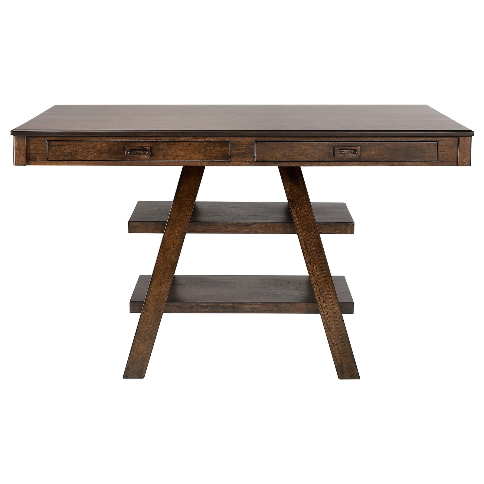 Dewey Walnut 2-Drawer Counter Height Table with Open Shelves - 115208 - Luna Furniture - Dallas Store