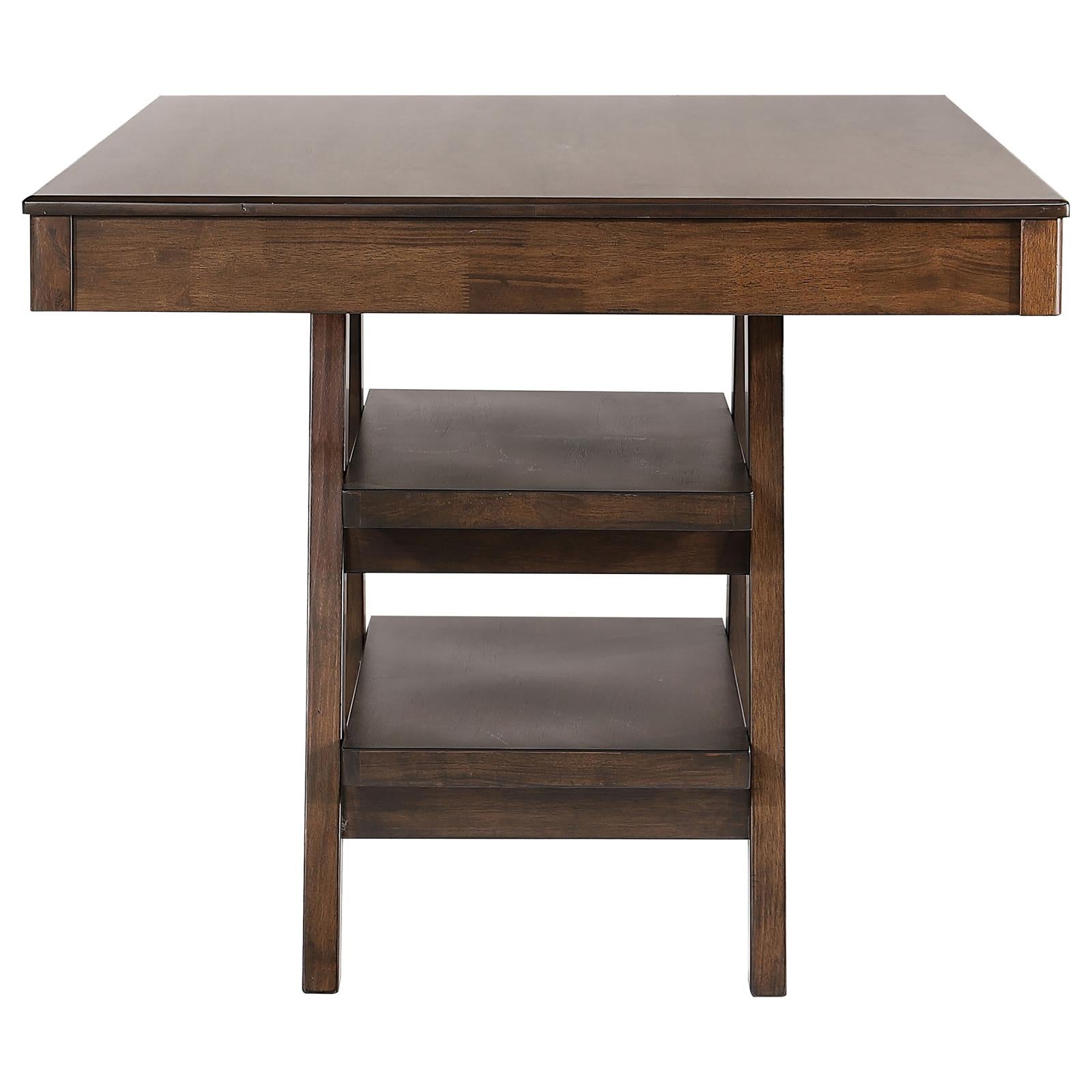 Dewey Walnut 2-Drawer Counter Height Table with Open Shelves - 115208 - Luna Furniture - Dallas Store