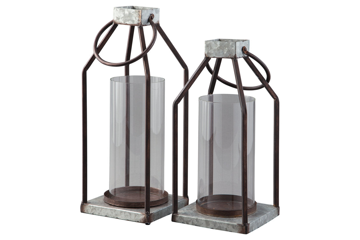Diedrick Gray/Black Lantern, Set of 2 - A2000346 - Luna Furniture - Dallas Store