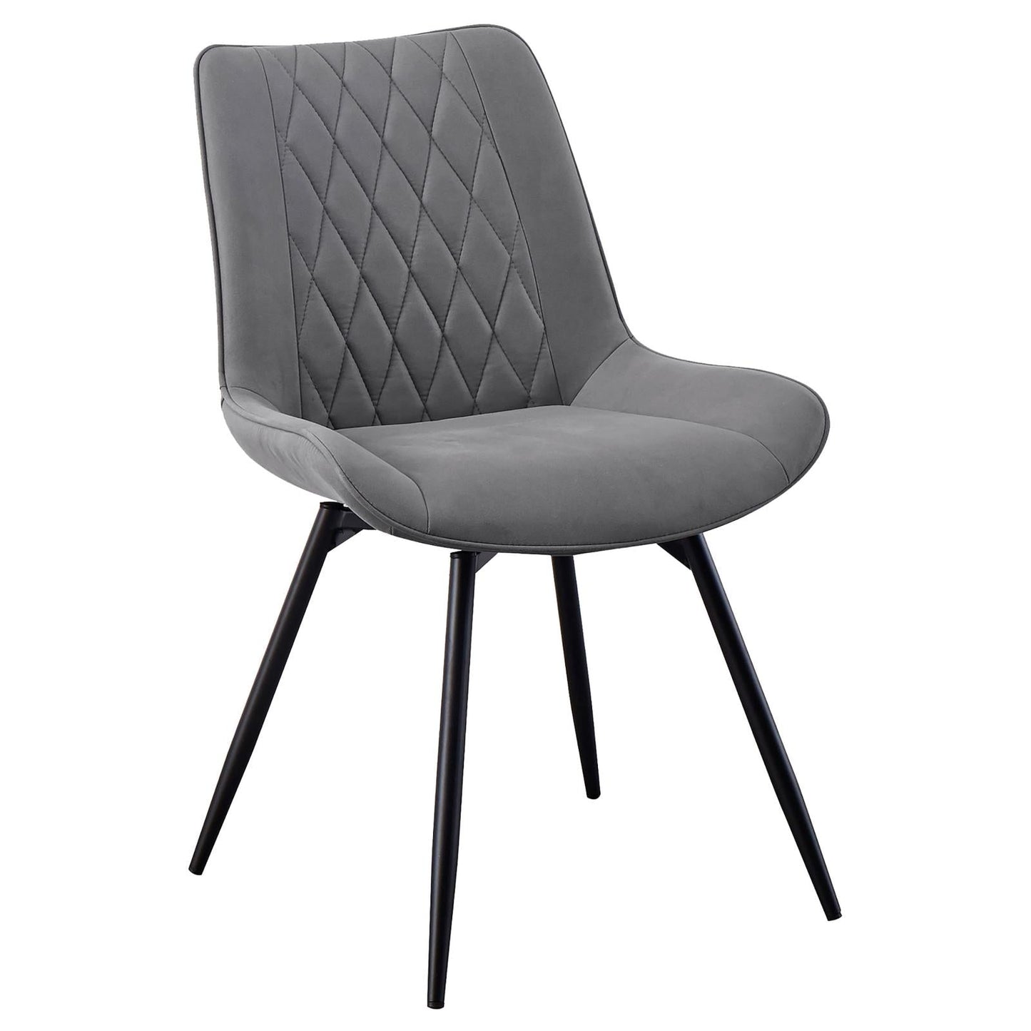Diggs Gray/Gunmetal Upholstered Tufted Swivel Dining Chairs, Set of 2 - 193312 - Luna Furniture - Dallas Store