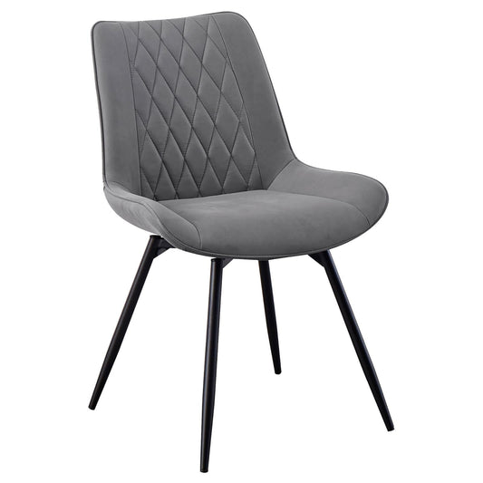 Diggs Gray/Gunmetal Upholstered Tufted Swivel Dining Chairs, Set of 2 - 193312 - Luna Furniture - Dallas Store
