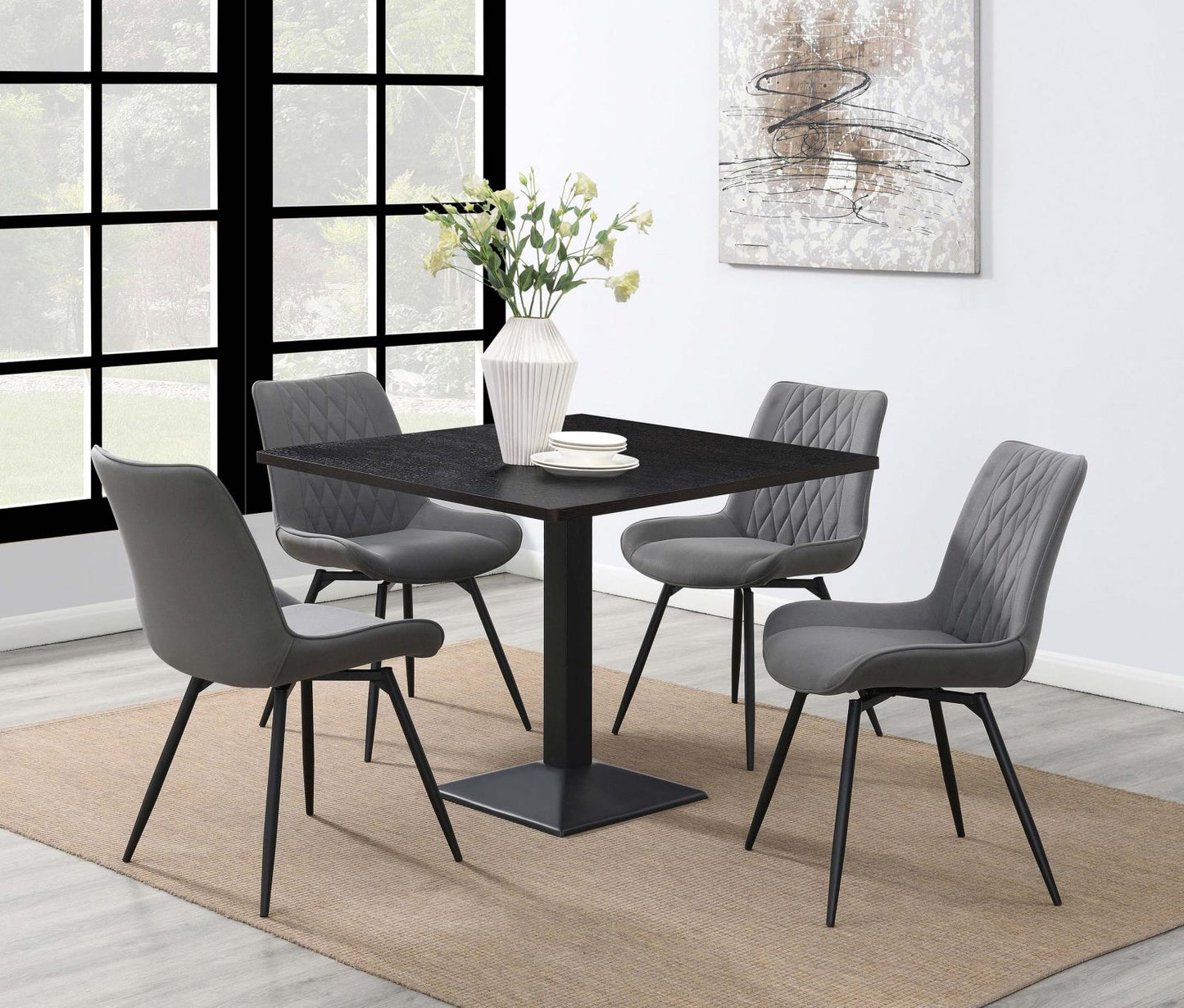 Diggs Gray/Gunmetal Upholstered Tufted Swivel Dining Chairs, Set of 2 - 193312 - Luna Furniture - Dallas Store