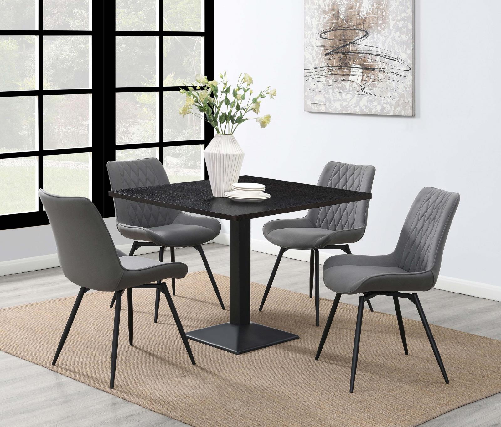 Diggs Gray/Gunmetal Upholstered Tufted Swivel Dining Chairs, Set of 2 - 193312 - Luna Furniture - Dallas Store