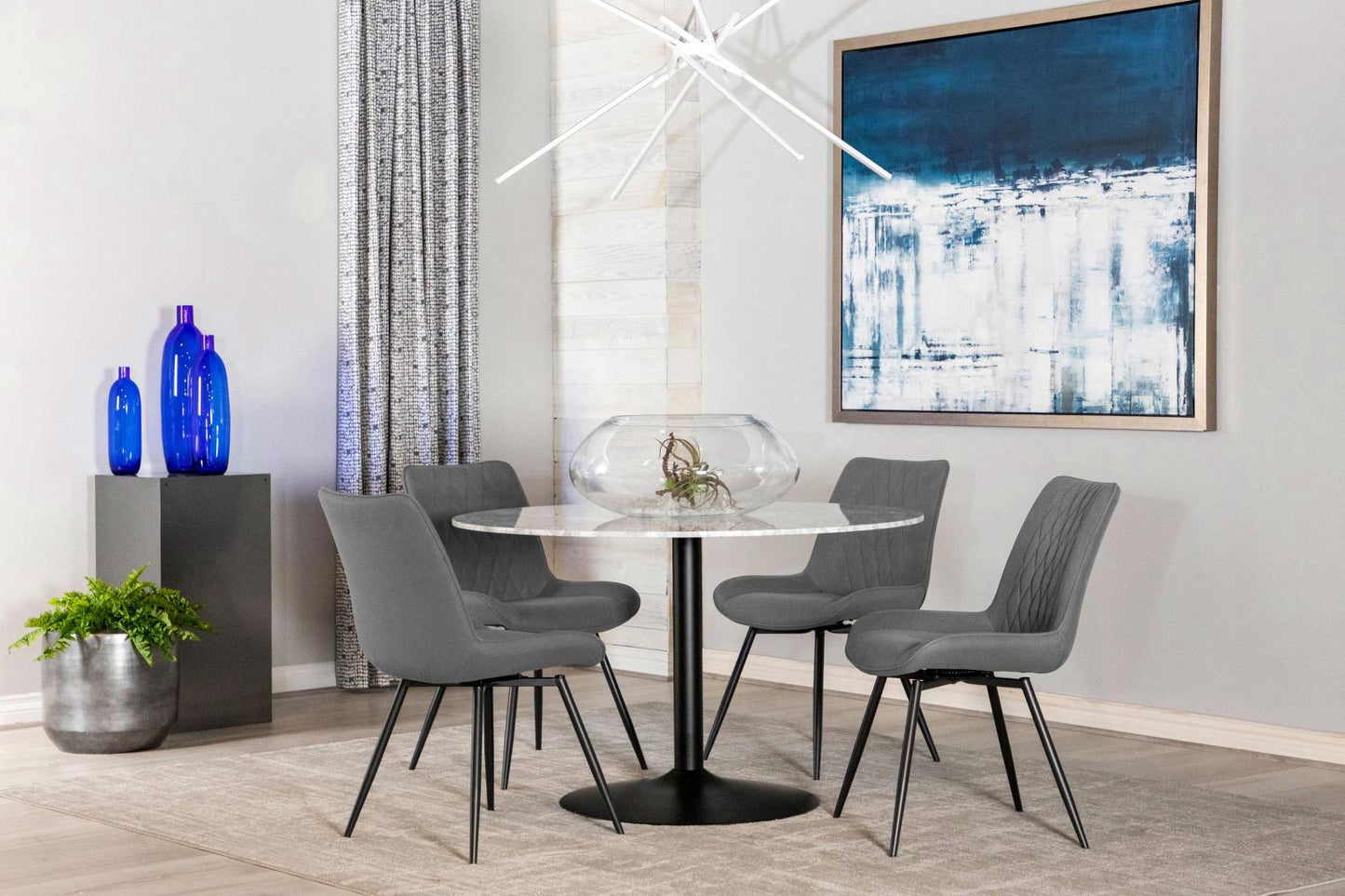 Diggs Gray/Gunmetal Upholstered Tufted Swivel Dining Chairs, Set of 2 - 193312 - Luna Furniture - Dallas Store
