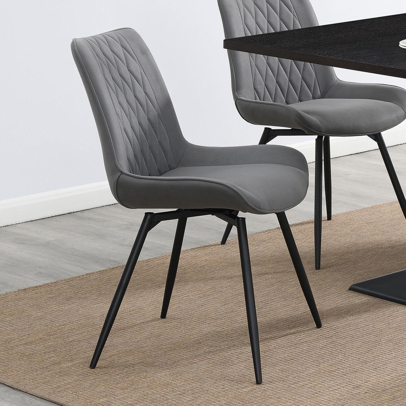 Diggs Gray/Gunmetal Upholstered Tufted Swivel Dining Chairs, Set of 2 - 193312 - Luna Furniture - Dallas Store