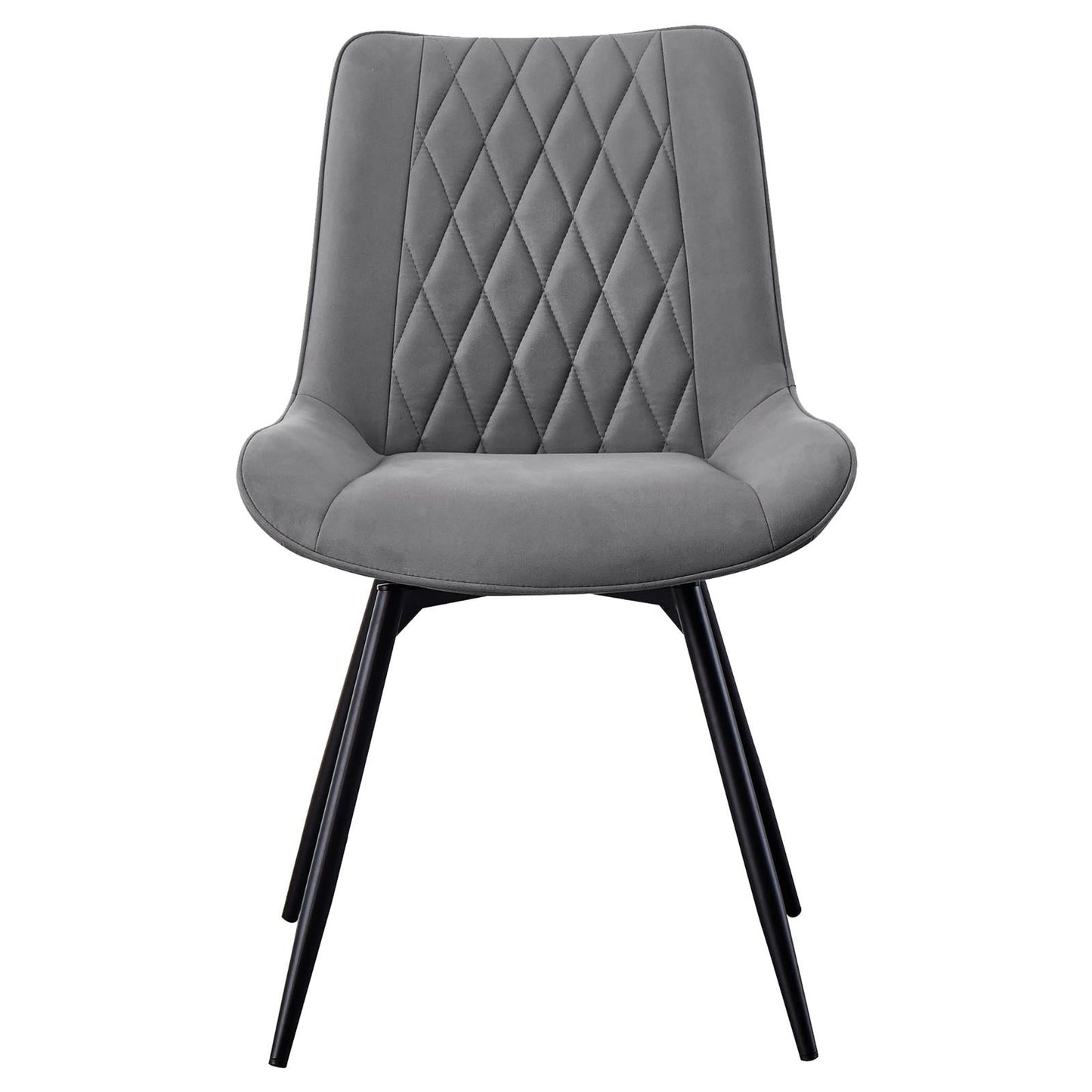 Diggs Gray/Gunmetal Upholstered Tufted Swivel Dining Chairs, Set of 2 - 193312 - Luna Furniture - Dallas Store