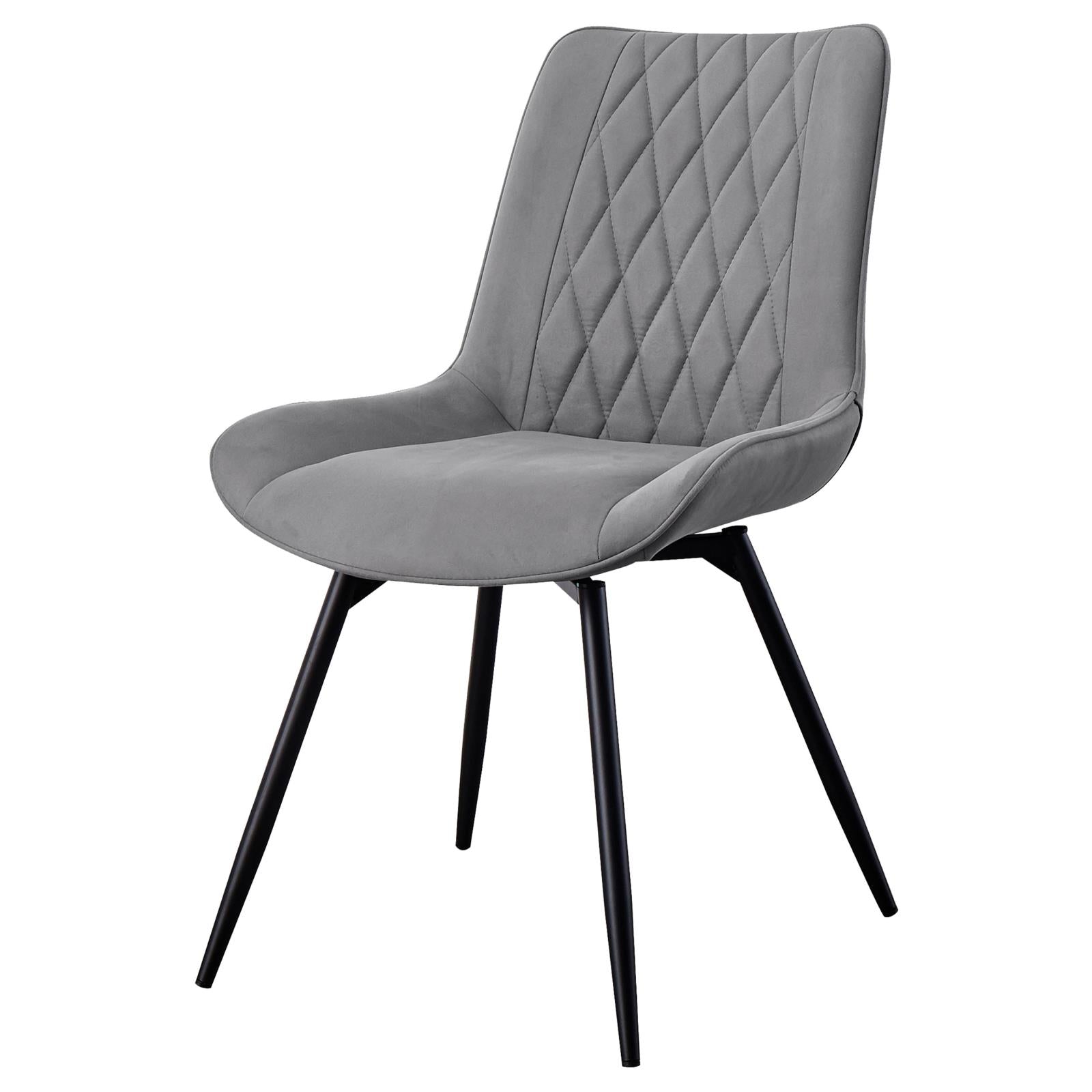 Diggs Gray/Gunmetal Upholstered Tufted Swivel Dining Chairs, Set of 2 - 193312 - Luna Furniture - Dallas Store