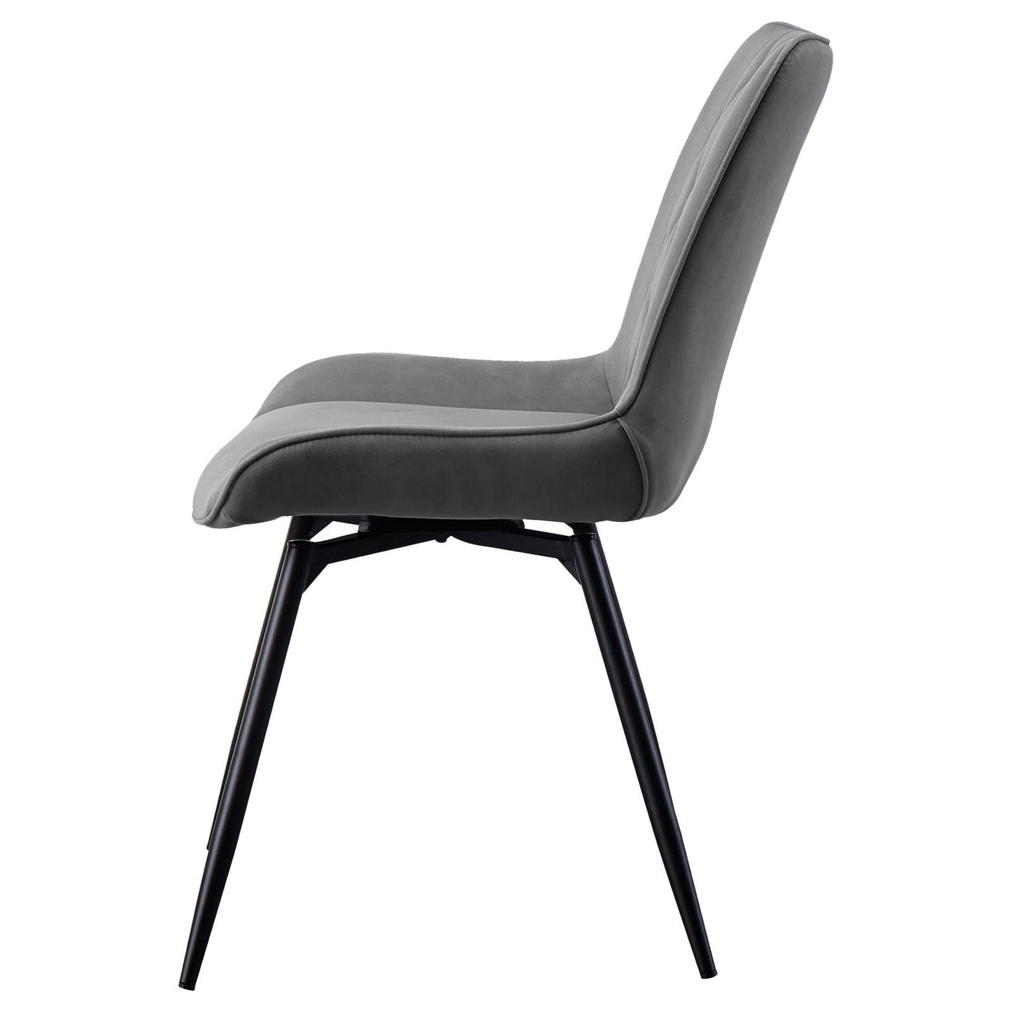 Diggs Gray/Gunmetal Upholstered Tufted Swivel Dining Chairs, Set of 2 - 193312 - Luna Furniture - Dallas Store