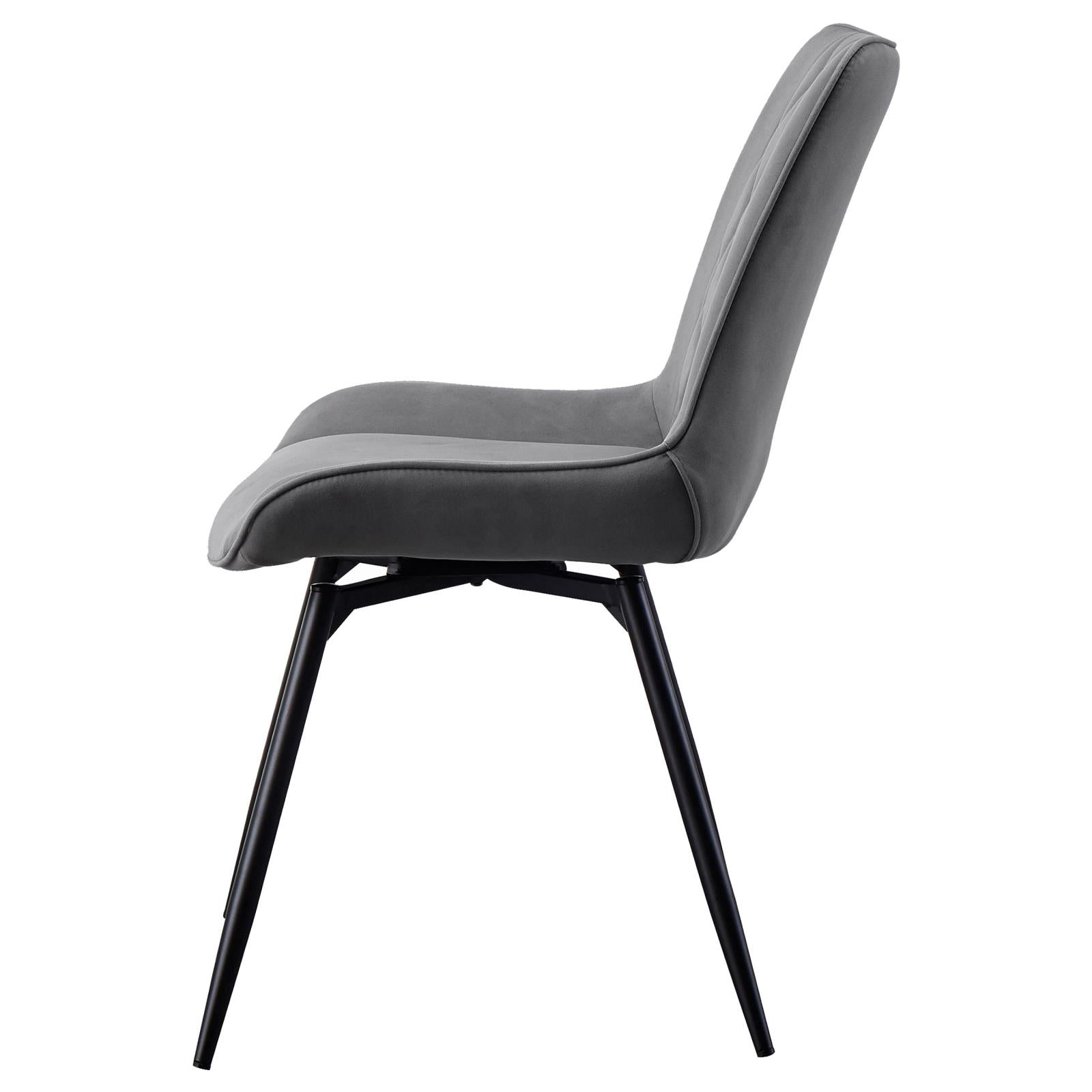 Diggs Gray/Gunmetal Upholstered Tufted Swivel Dining Chairs, Set of 2 - 193312 - Luna Furniture - Dallas Store