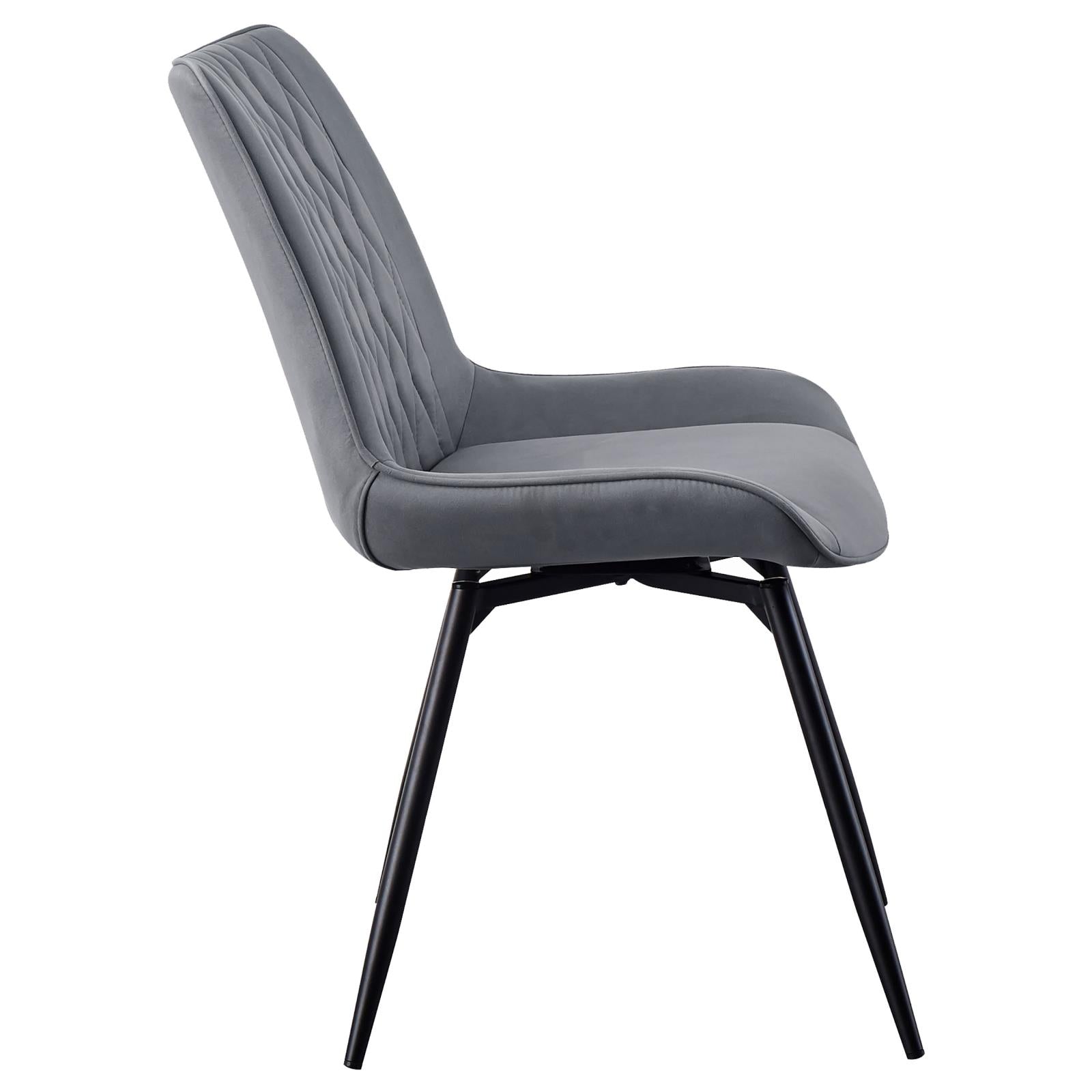 Diggs Gray/Gunmetal Upholstered Tufted Swivel Dining Chairs, Set of 2 - 193312 - Luna Furniture - Dallas Store
