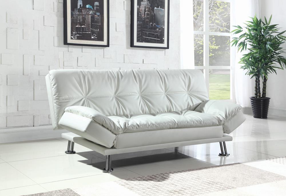 Dilleston Tufted Back Upholstered Sofa Bed White - 300291 - Luna Furniture - Dallas Store