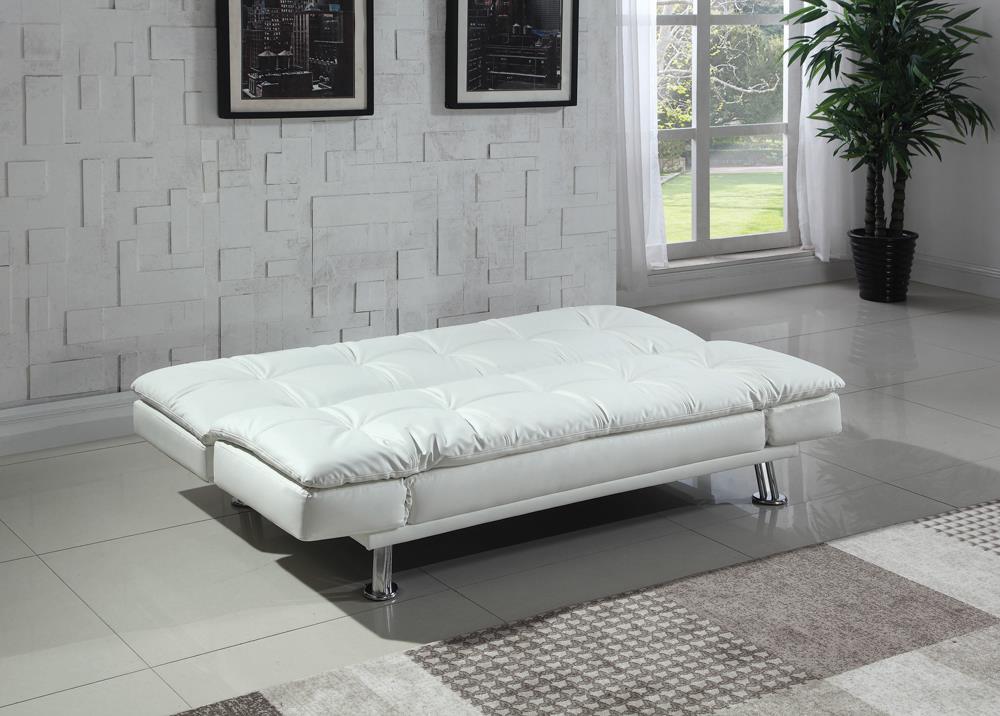 Dilleston Tufted Back Upholstered Sofa Bed White - 300291 - Luna Furniture - Dallas Store