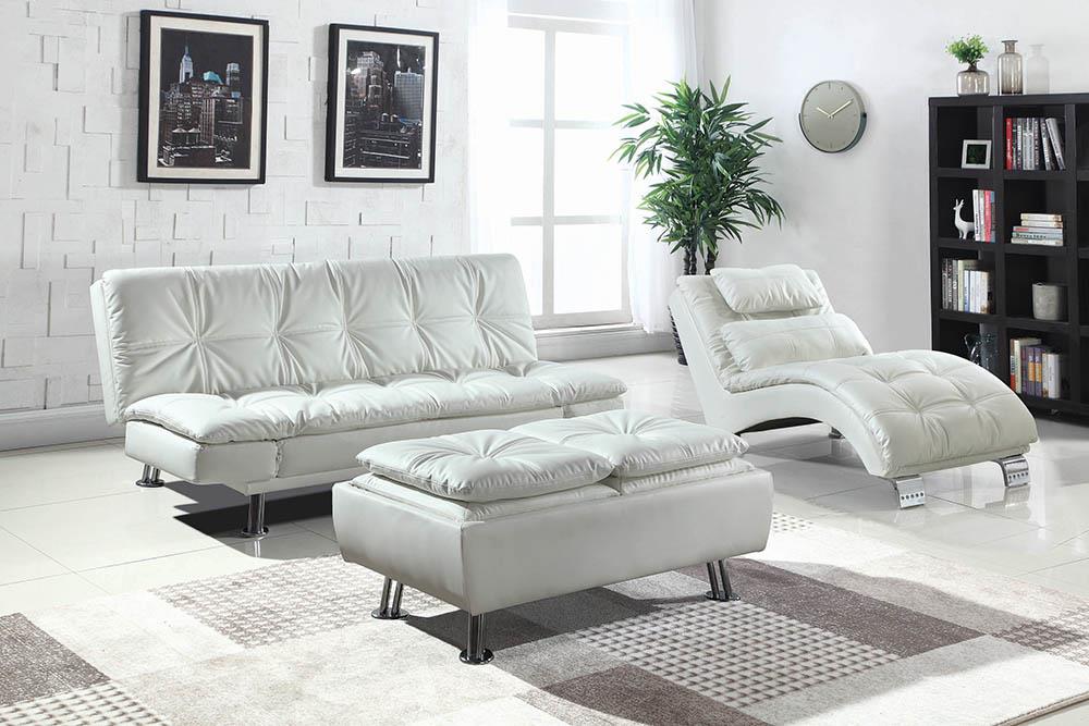 Dilleston Tufted Back Upholstered Sofa Bed White - 300291 - Luna Furniture - Dallas Store