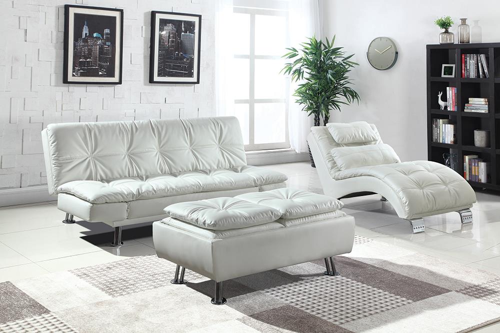 Dilleston Tufted Back Upholstered Sofa Bed White - 300291 - Luna Furniture - Dallas Store