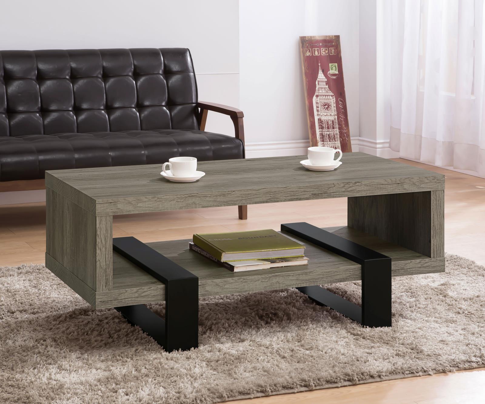 Dinard Gray Driftwood Coffee Table with Shelf - 720878 - Luna Furniture - Dallas Store