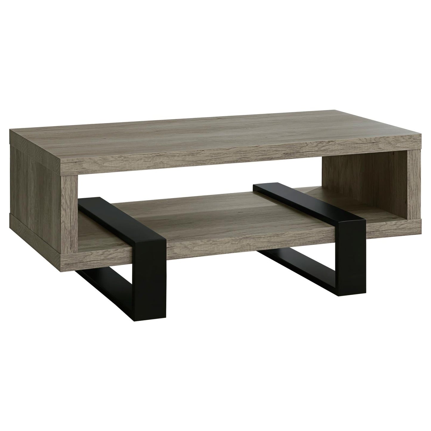 Dinard Gray Driftwood Coffee Table with Shelf - 720878 - Luna Furniture - Dallas Store