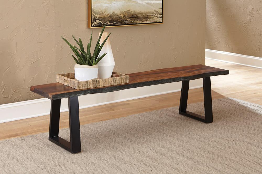 Ditman Gray Sheesham/Black Live Edge Dining Bench - 110183 - Luna Furniture - Dallas Store