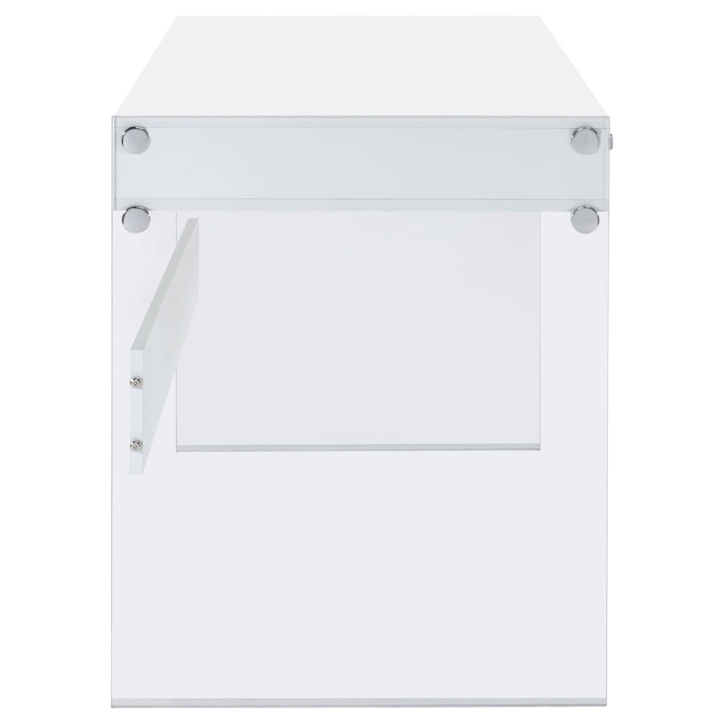 Dobrev Glossy White/Clear 2-Drawer Writing Desk - 800829 - Luna Furniture - Dallas Store