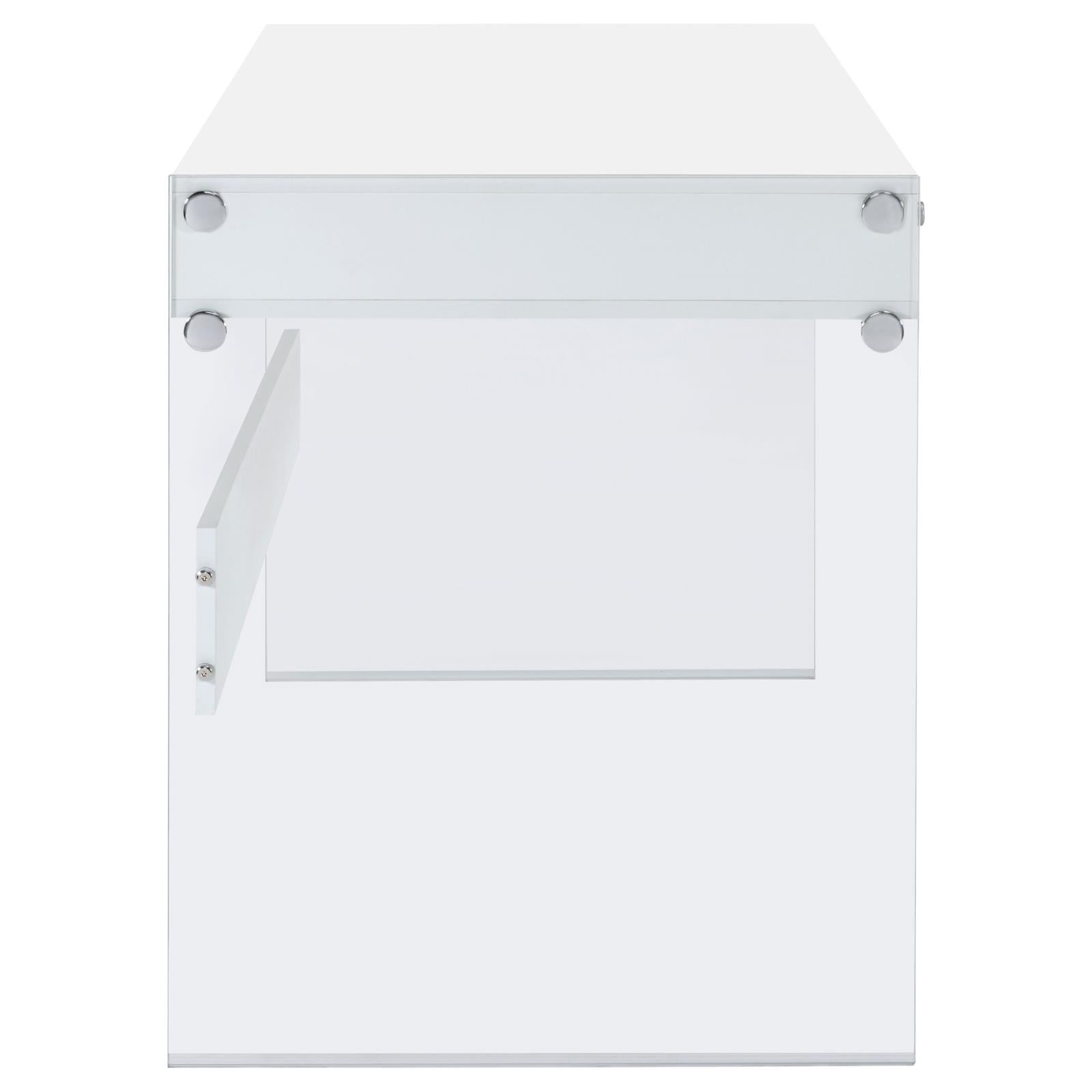 Dobrev Glossy White/Clear 2-Drawer Writing Desk - 800829 - Luna Furniture - Dallas Store