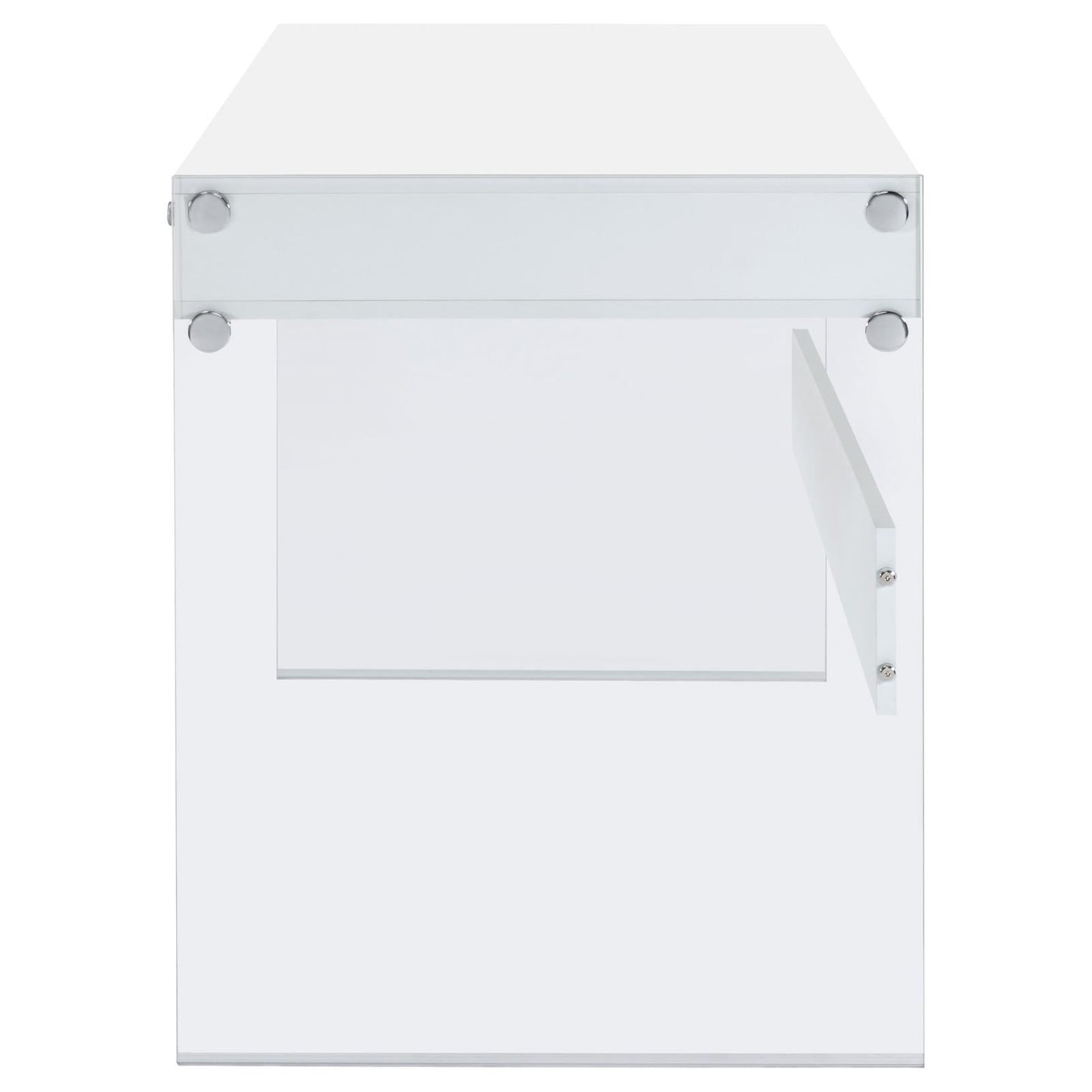 Dobrev Glossy White/Clear 2-Drawer Writing Desk - 800829 - Luna Furniture - Dallas Store