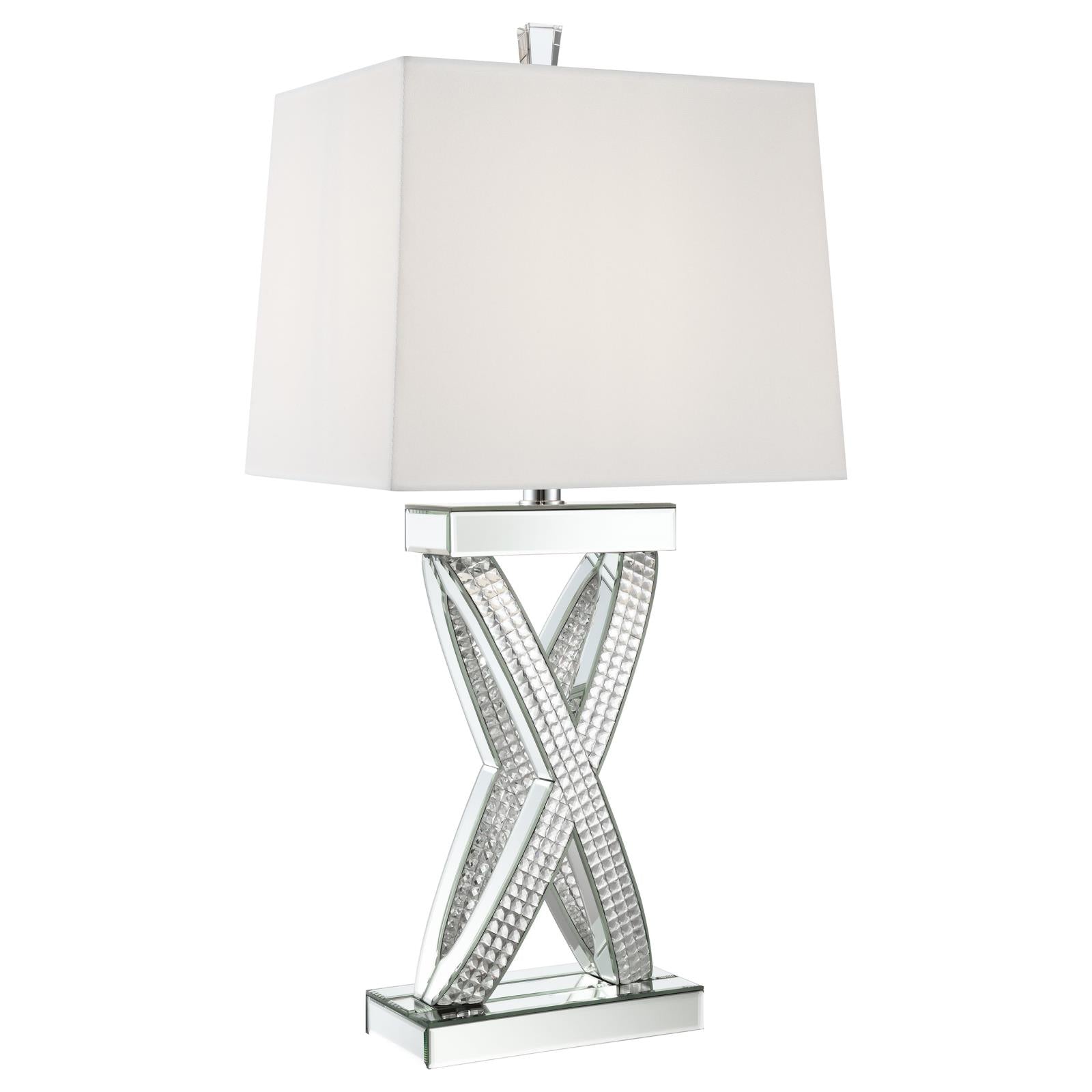 Dominick Table Lamp with Rectange Shade White/Mirror - 923289 - Luna Furniture - Dallas Store