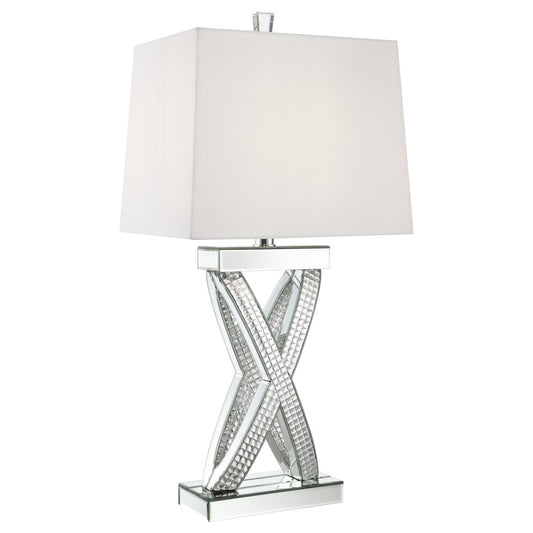 Dominick Table Lamp with Rectange Shade White/Mirror - 923289 - Luna Furniture - Dallas Store