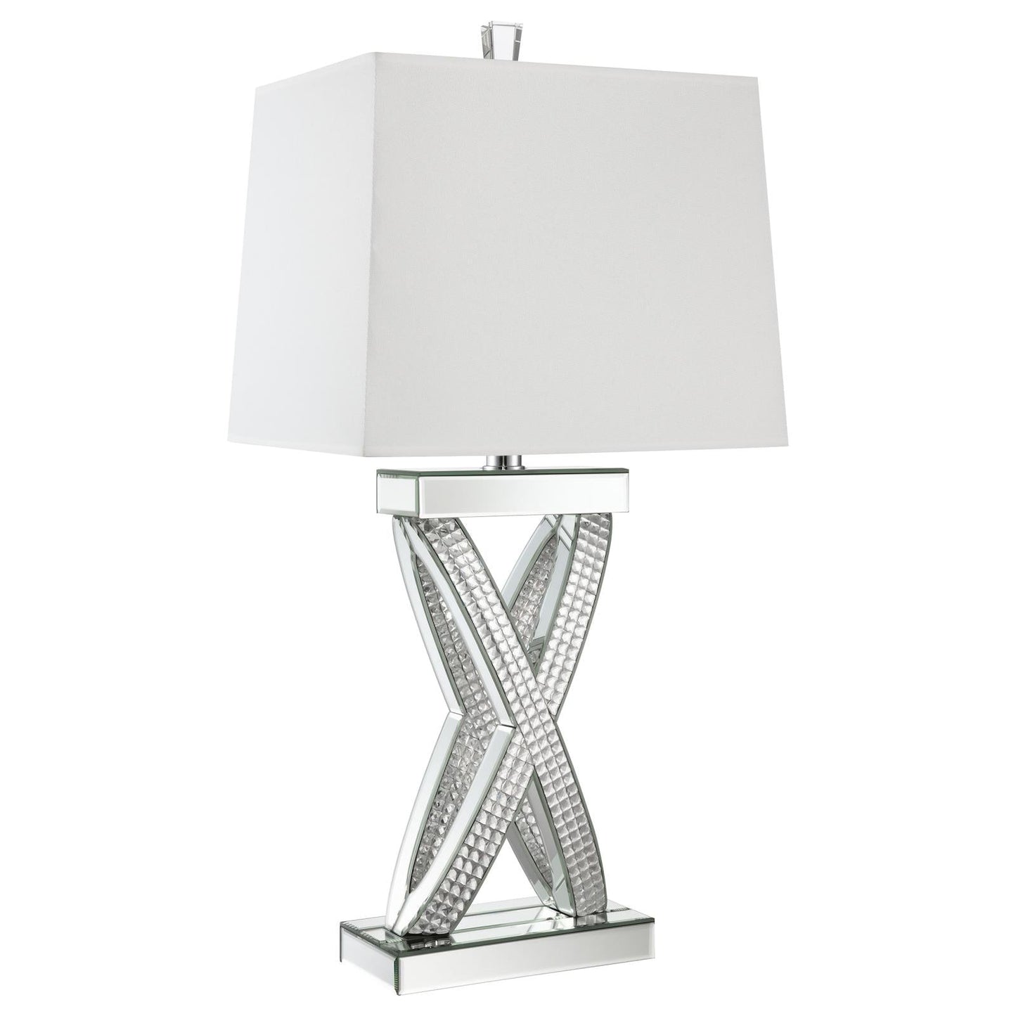 Dominick Table Lamp with Rectange Shade White/Mirror - 923289 - Luna Furniture - Dallas Store