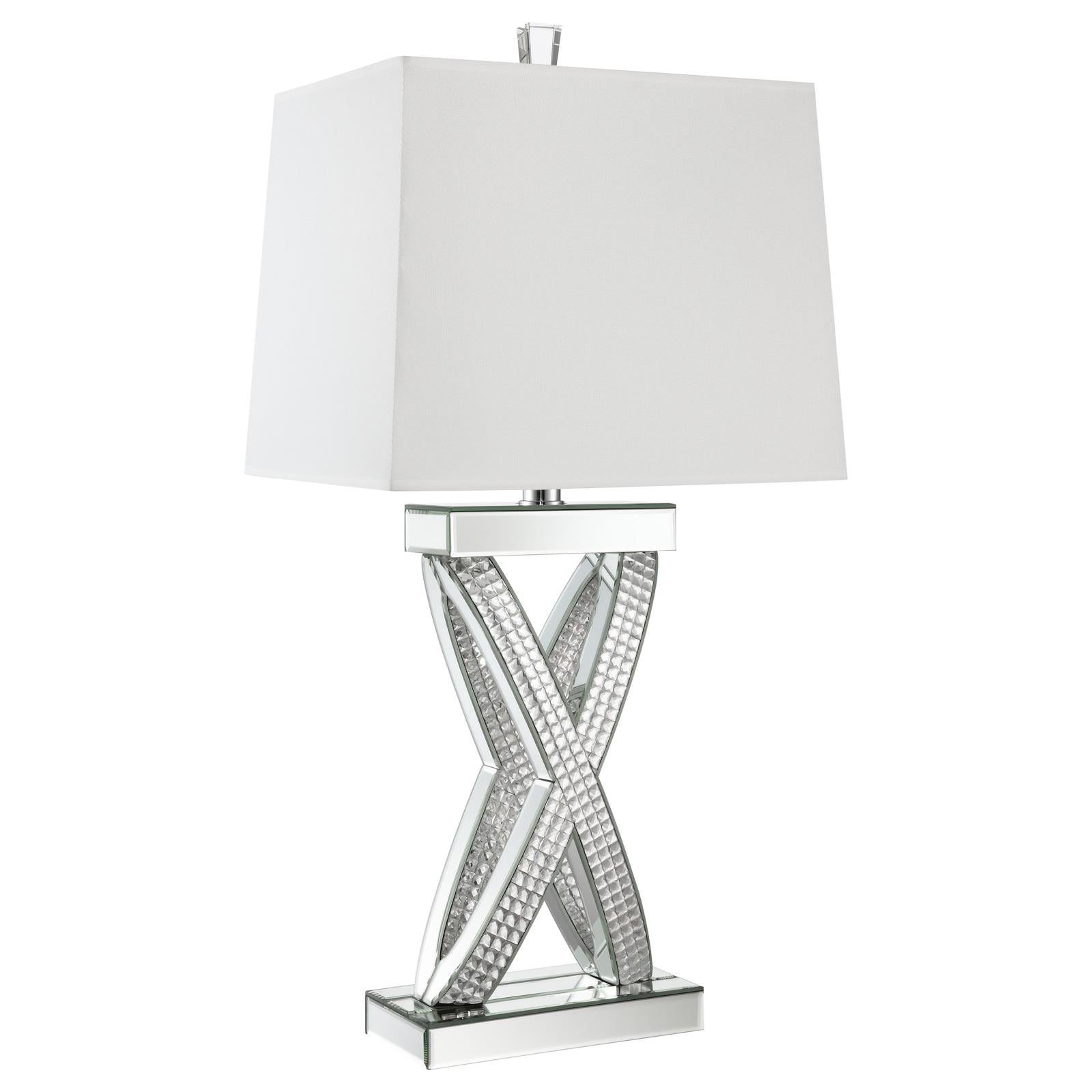 Dominick Table Lamp with Rectange Shade White/Mirror - 923289 - Luna Furniture - Dallas Store